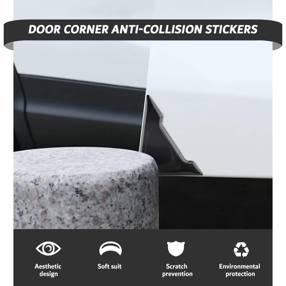 OFBAND 2PCS Anti-Collision Car Door Edge Guards - Soft Silicone Door Trim Molding Protects&Decorates Car Door Corner - Universal Automotive Door Entry Guard for Car Truck SUV RV Van (Black)