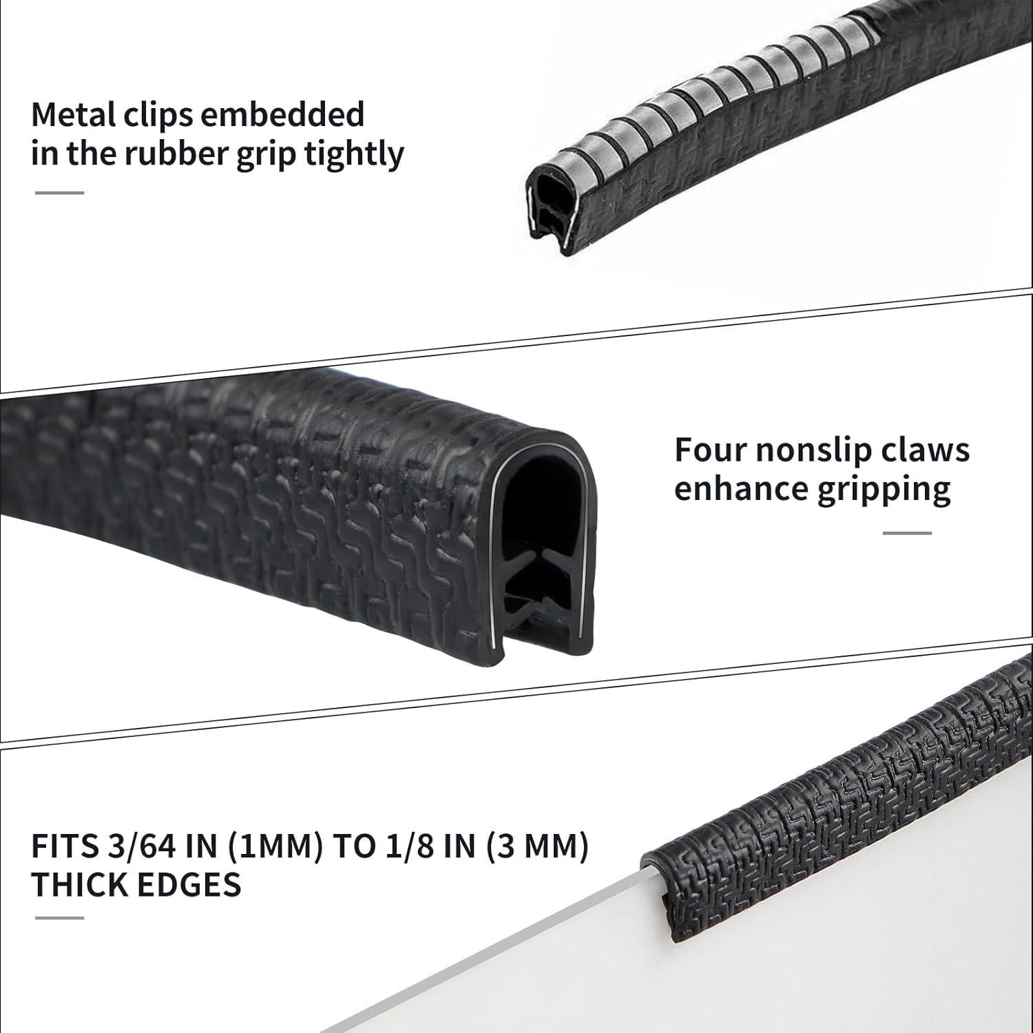 Protector de Bisel de Goma Sanbege 3m Negro para Puertas