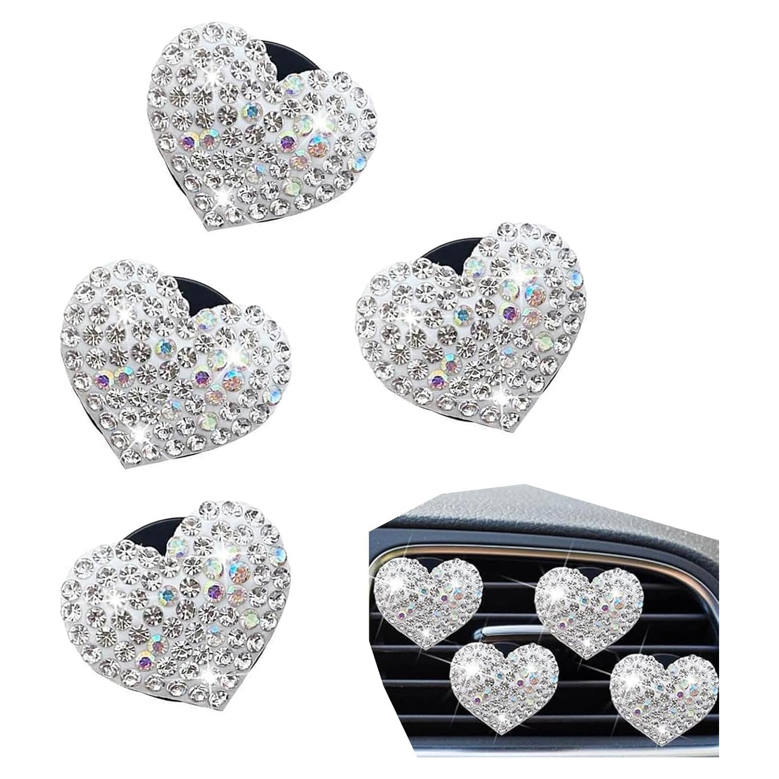 4 Clips de Ventilación Brillantes MLY Corazón Blanco Universal