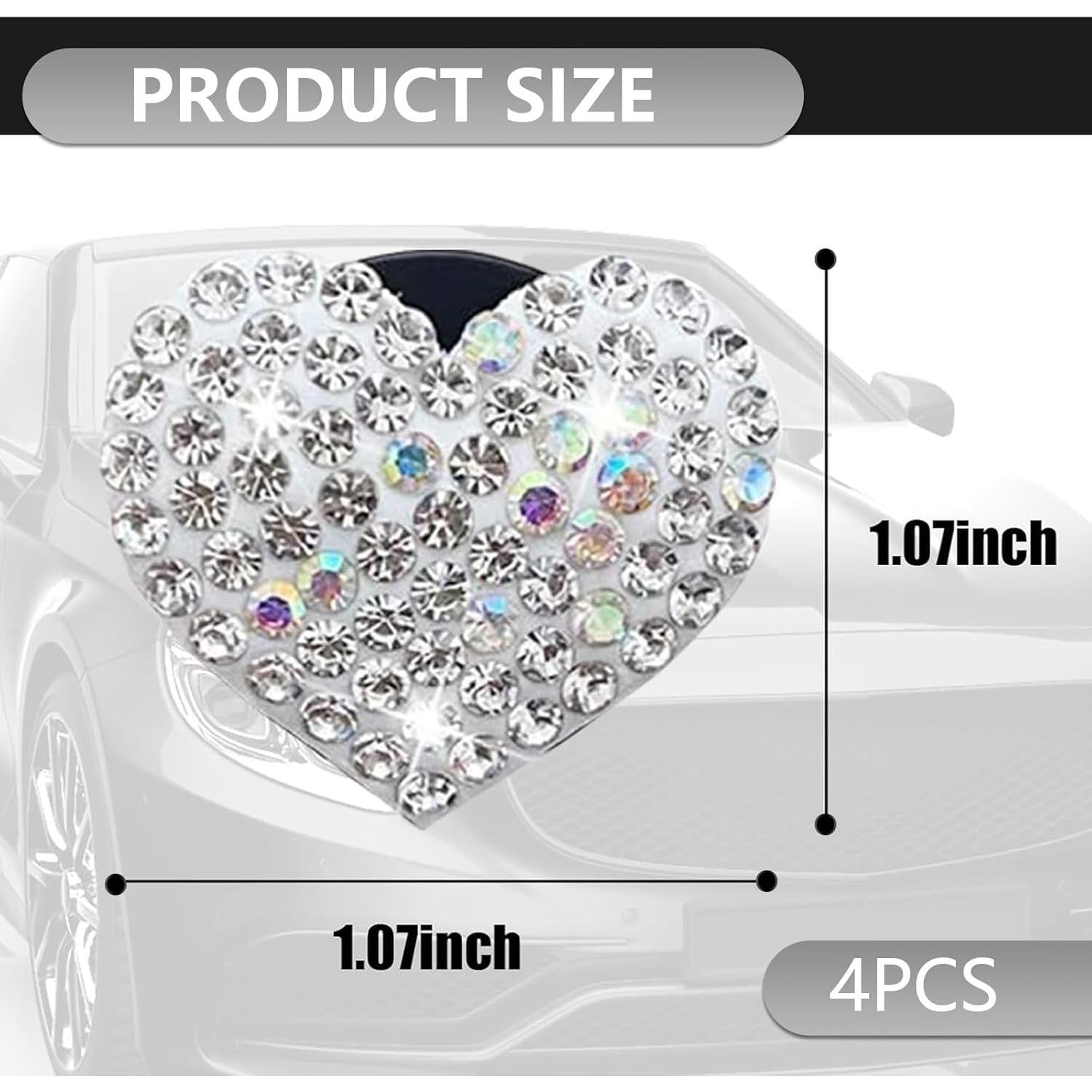 4 Clips de Ventilación Brillantes MLY Corazón Blanco Universal