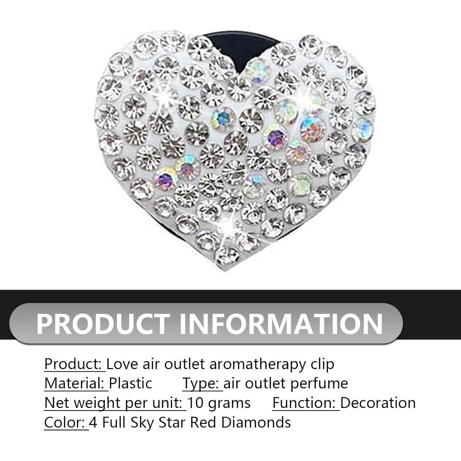 4 Clips de Ventilación Brillantes MLY Corazón Blanco Universal