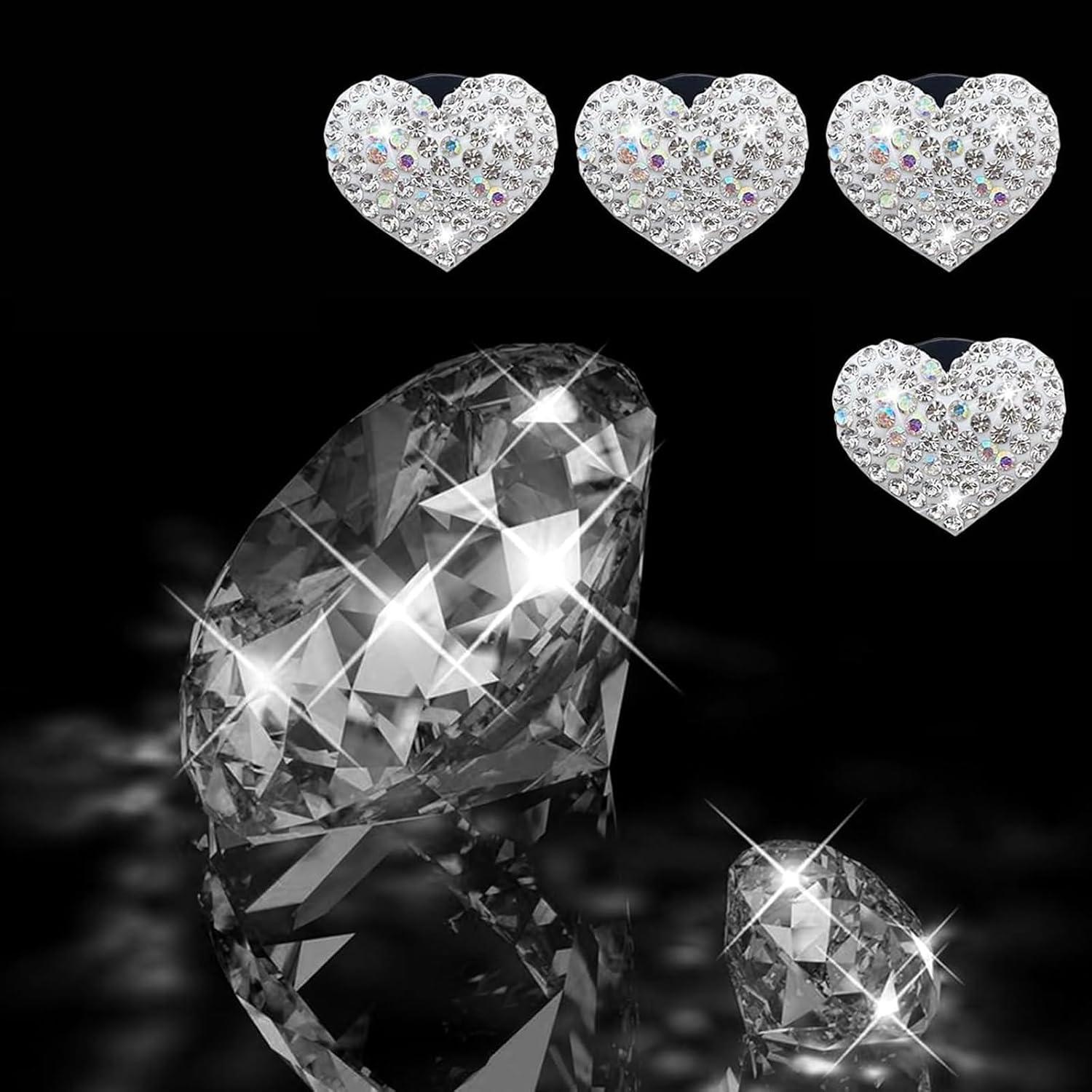 4 Clips de Ventilación Brillantes MLY Corazón Blanco Universal