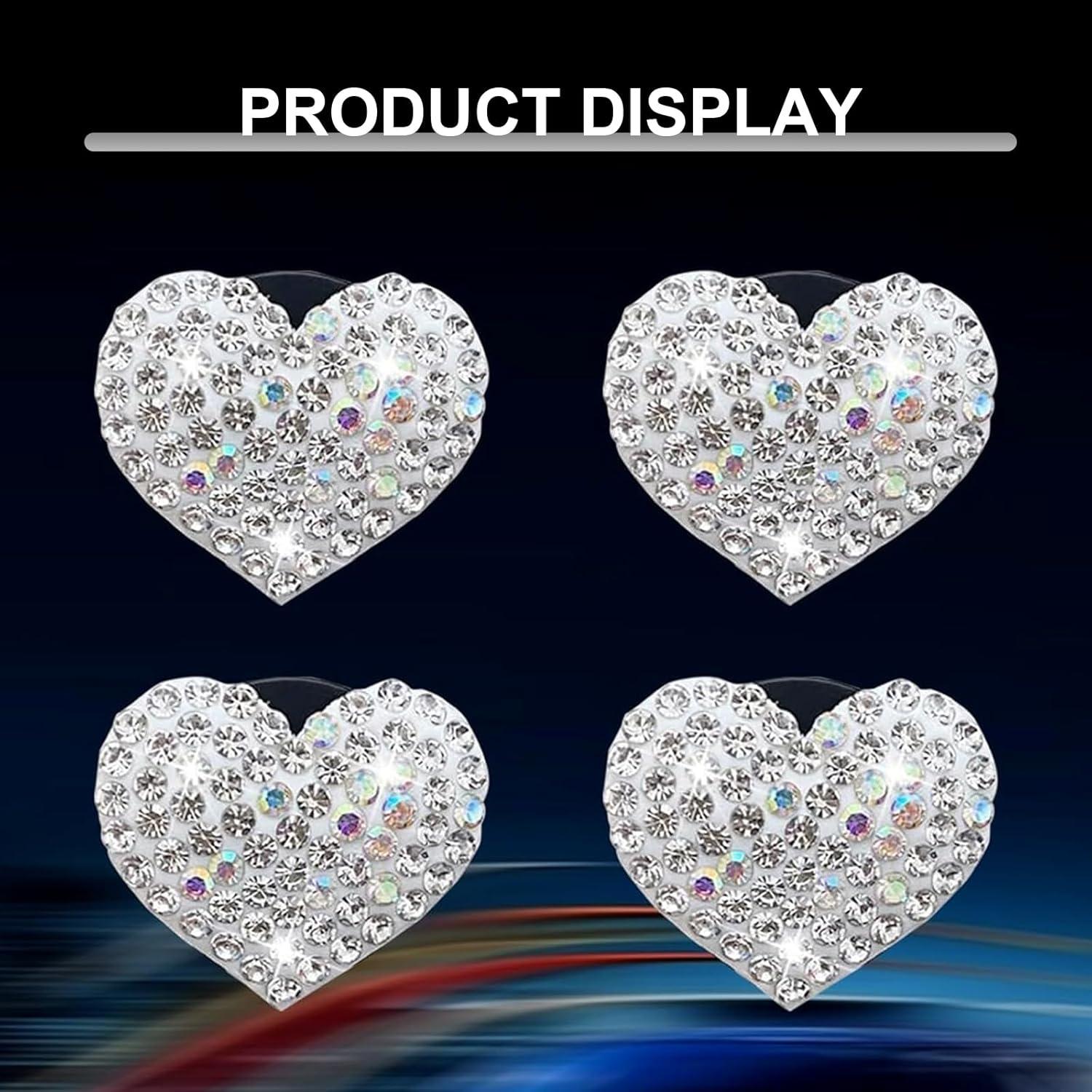 4 Clips de Ventilación Brillantes MLY Corazón Blanco Universal