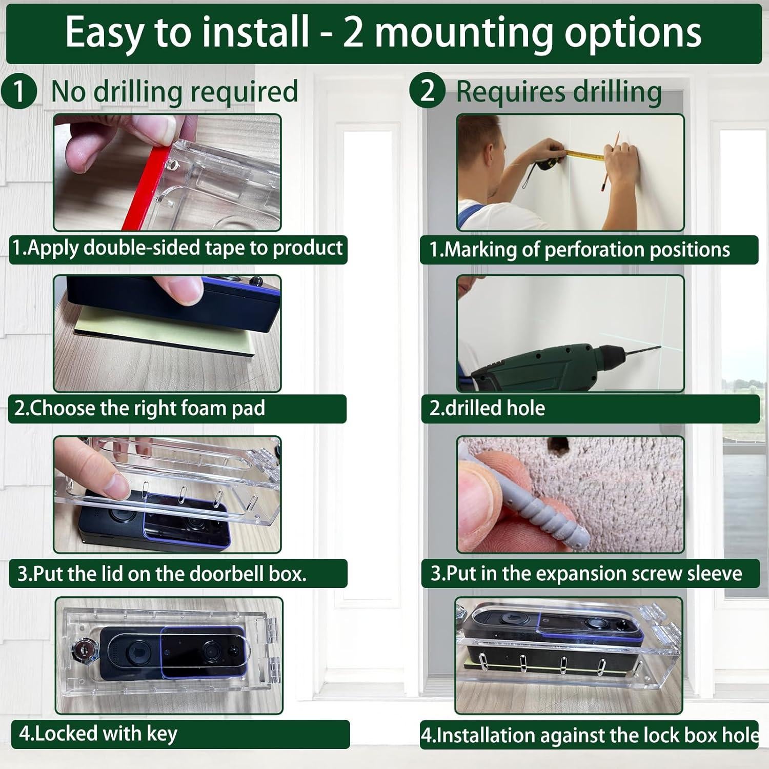 Soporte de timbre de video Groword antirrobo 14x5.5 cm