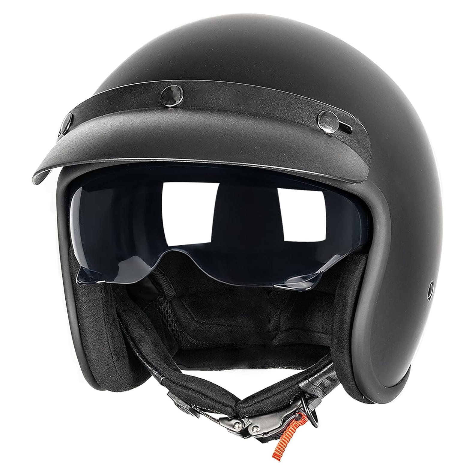 Casco Retro Abierto 3/4 Yesmotor 818 Negro Mate DOT
