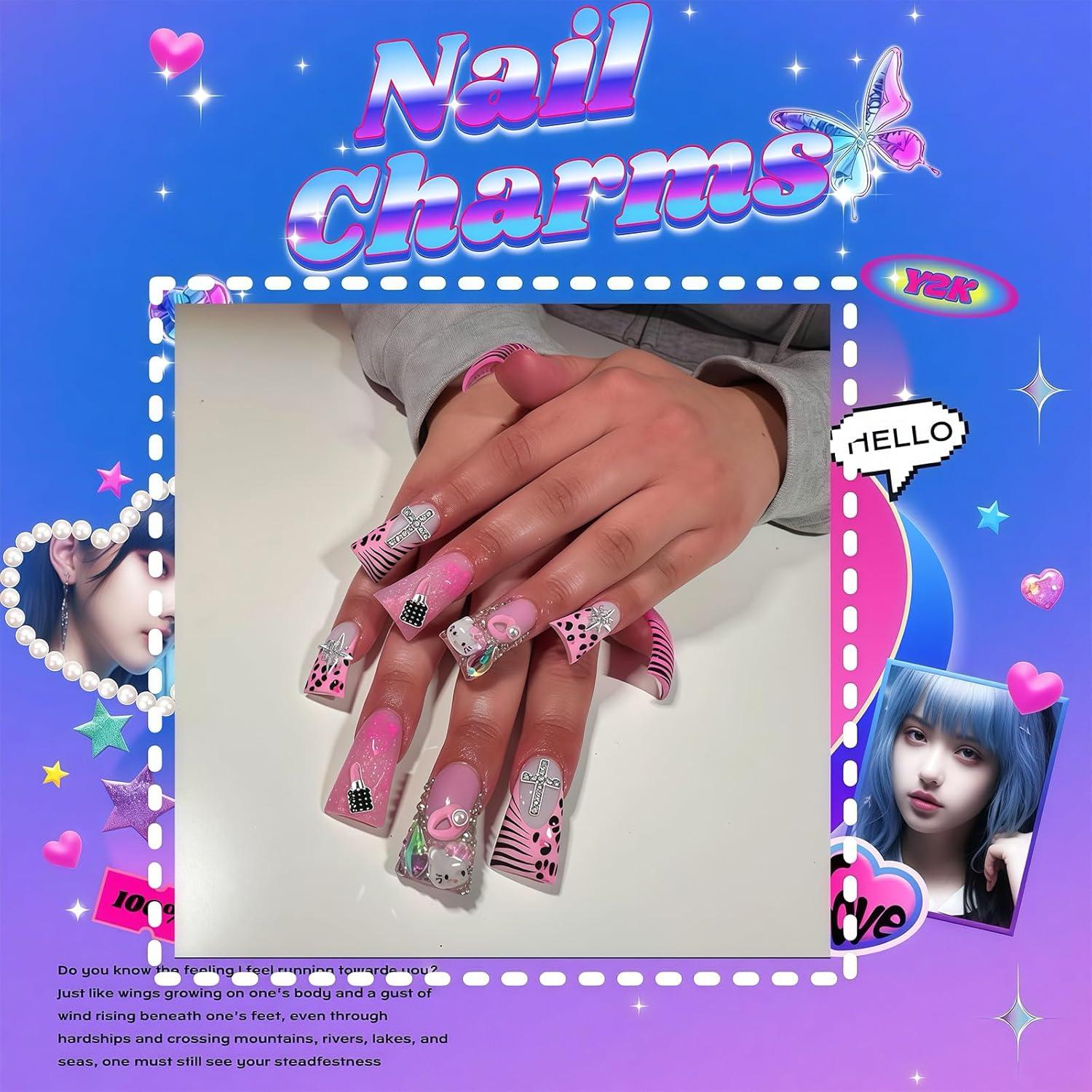 84 Piezas Encantos de Uñas Pizadix con Estrellas y Labiales