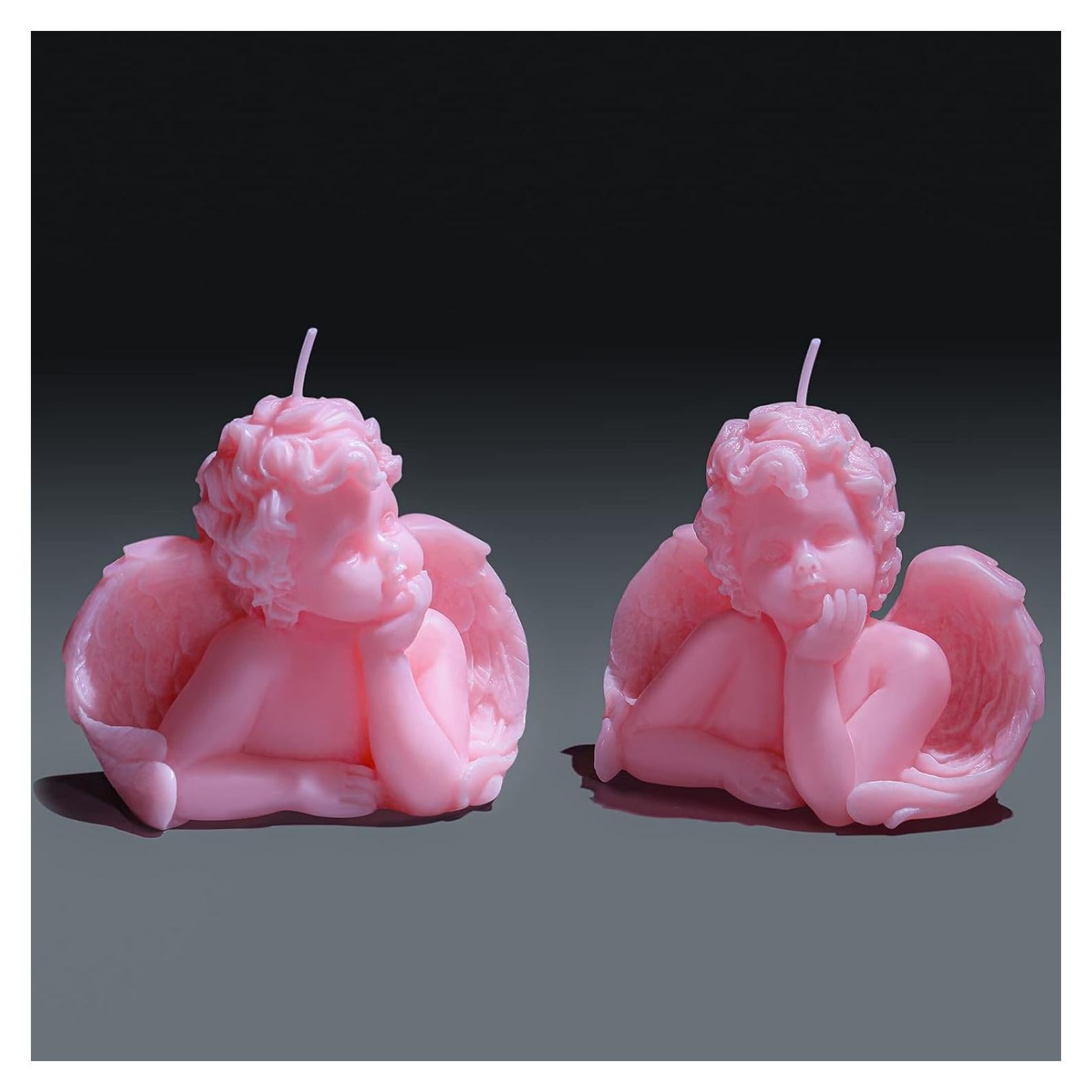 2 Velas Aromáticas de Cera de Soya Nuanchu Ángel Rosa 9.5x8cm