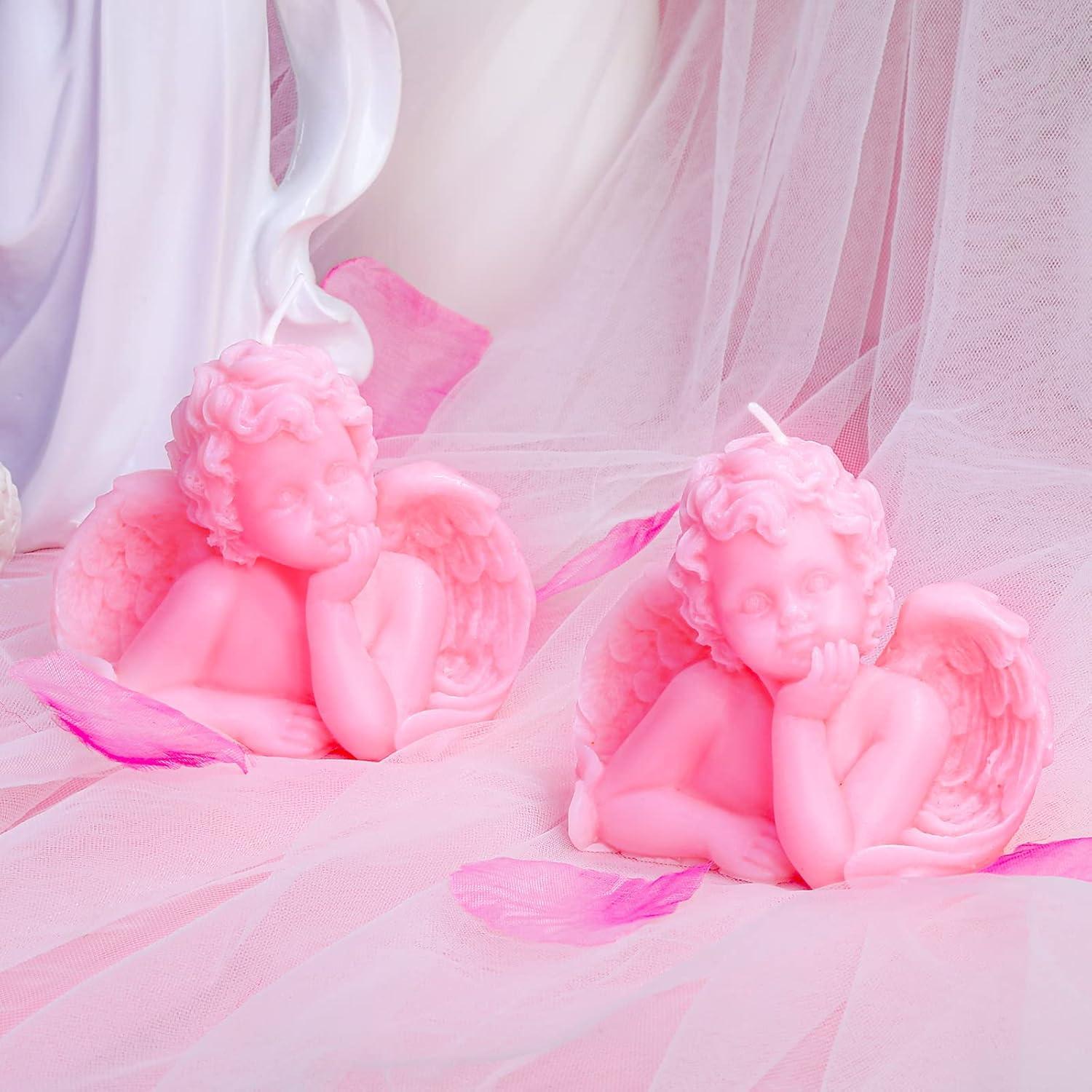 2 Velas Aromáticas de Cera de Soya Nuanchu Ángel Rosa 9.5x8cm