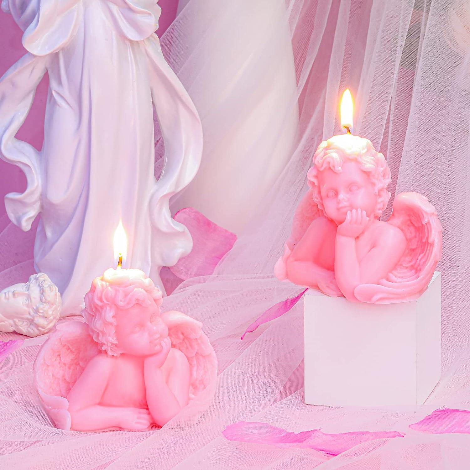 2 Velas Aromáticas de Cera de Soya Nuanchu Ángel Rosa 9.5x8cm