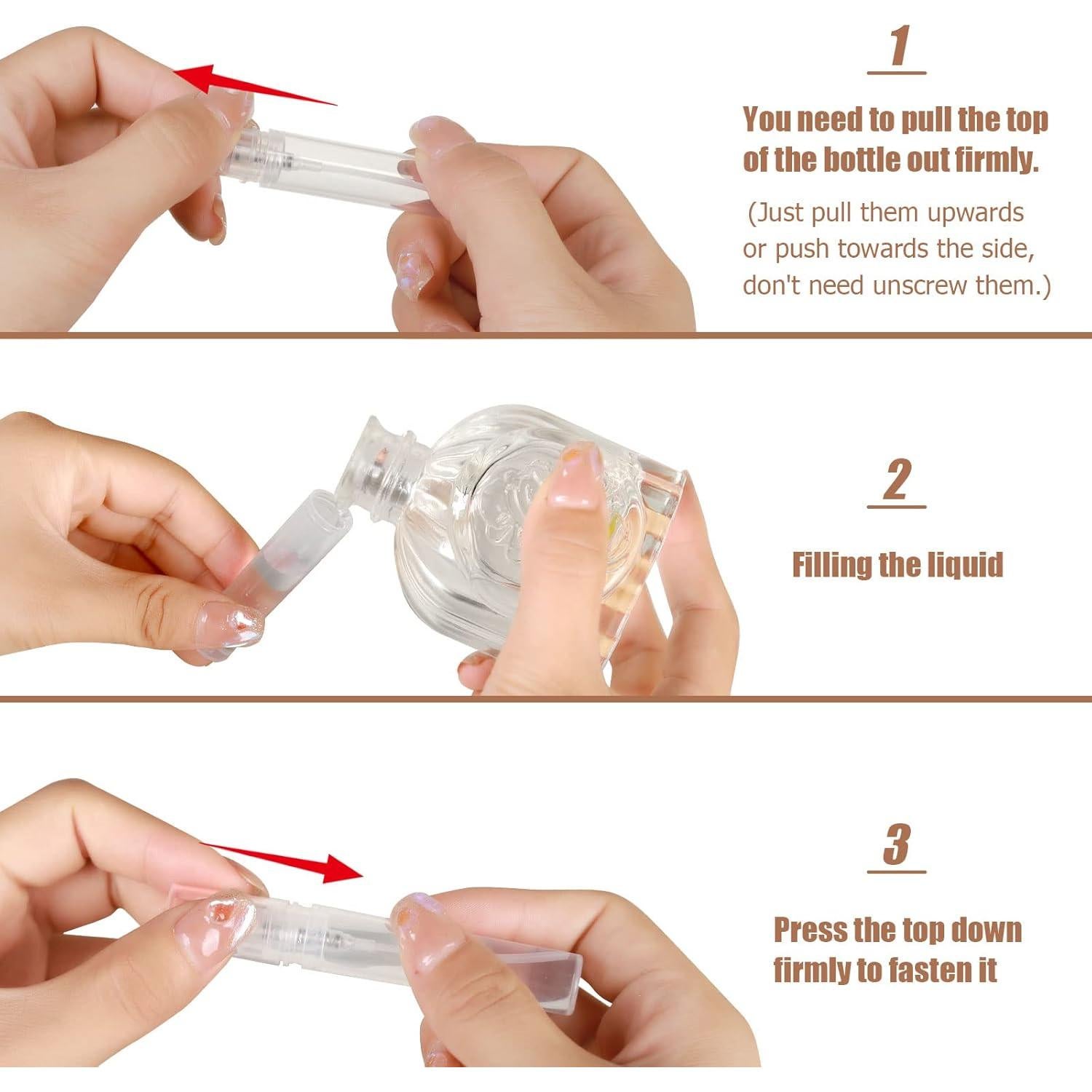 Fandamei 60PCS Botellas Mini Spray Rellenables 5ml Plástico