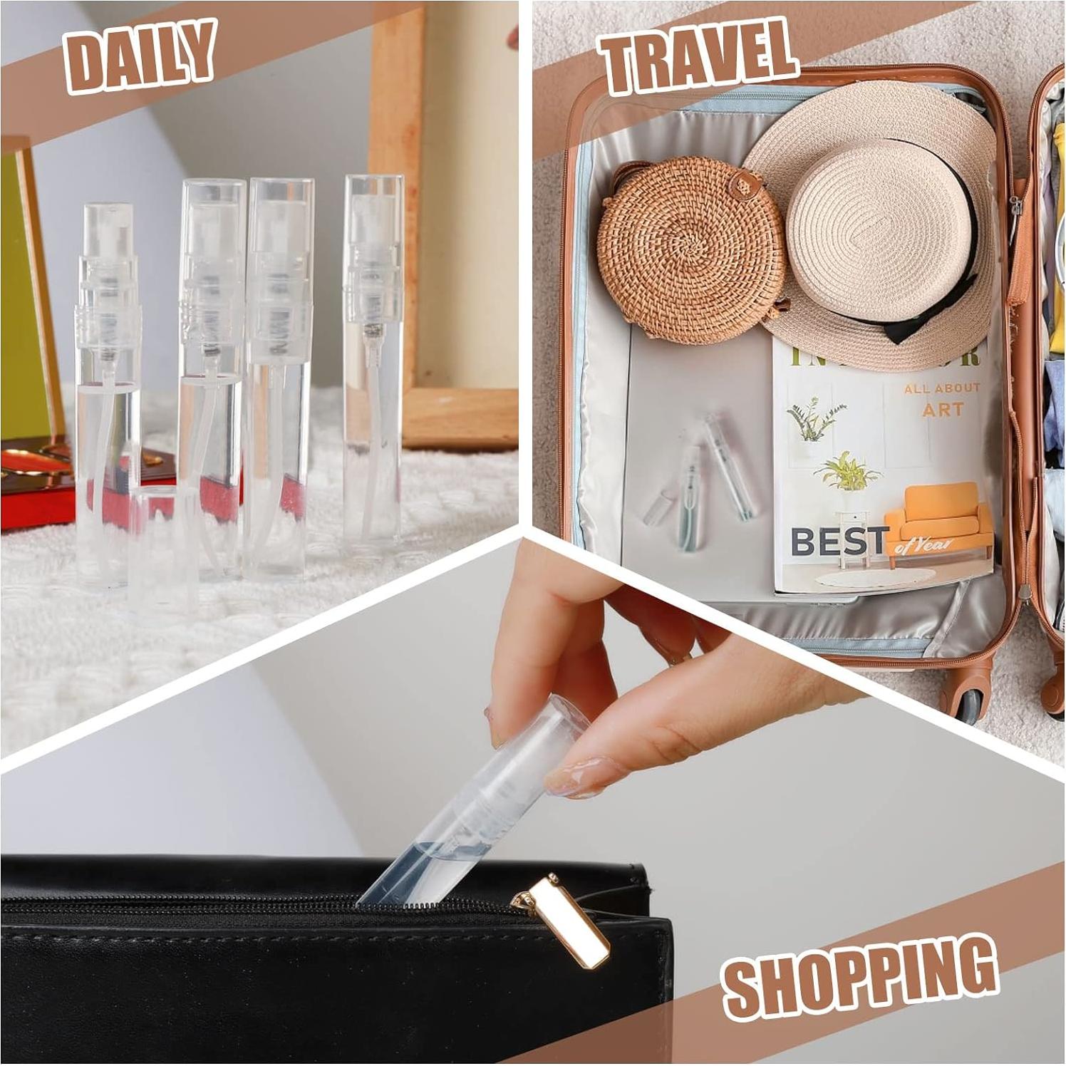 Fandamei 60PCS Botellas Mini Spray Rellenables 5ml Plástico