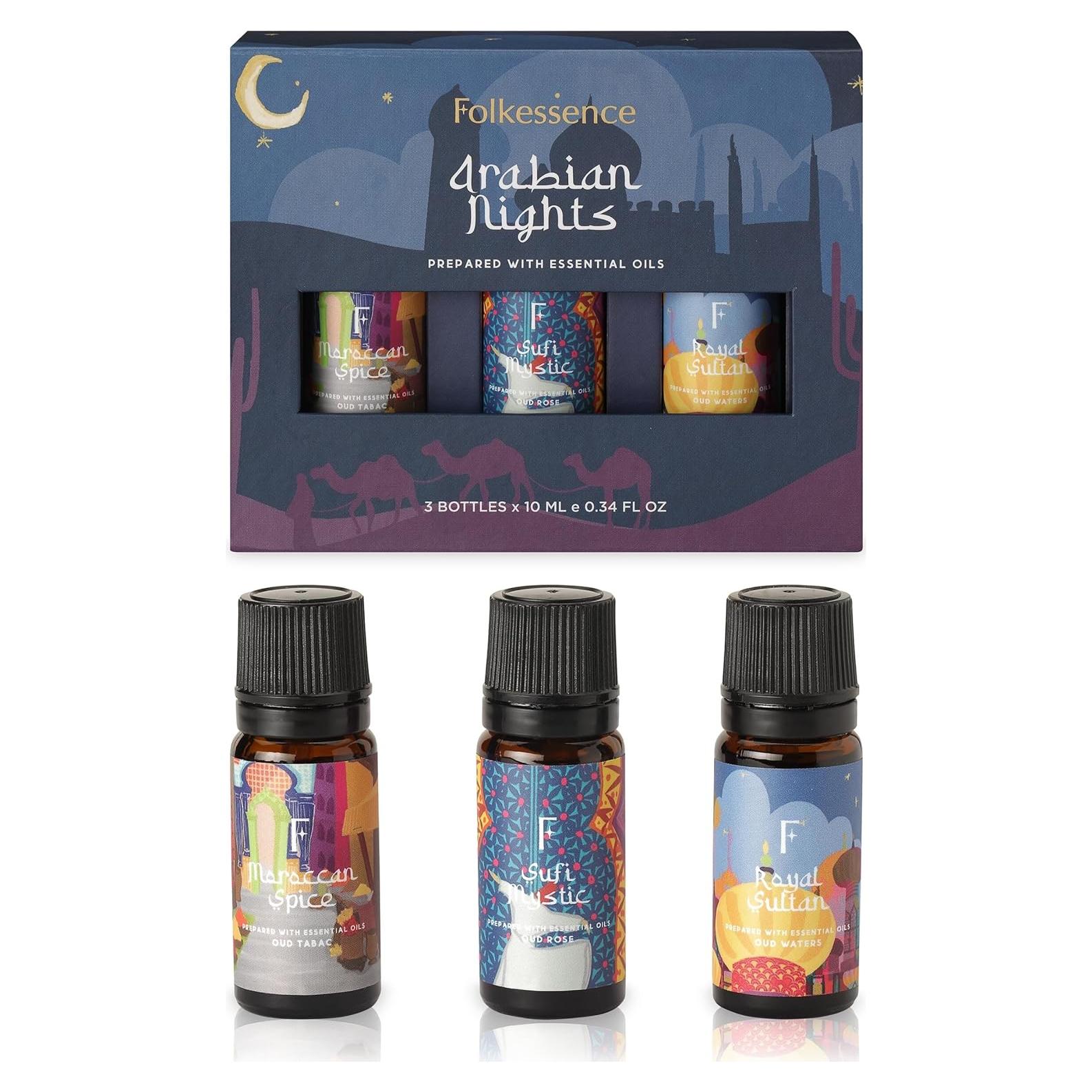 Set de 3 Aceites Esenciales Folkulture 10ml Oud Rosa y Tabaco