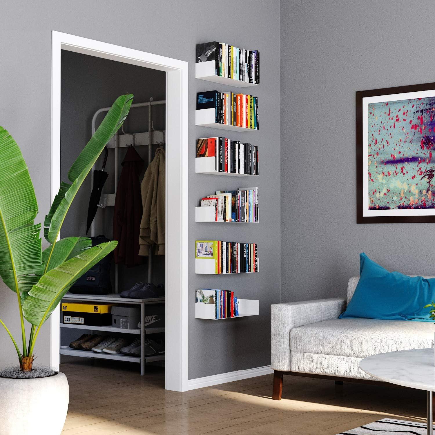 Estantes Flotantes Wallniture Bali Blancos - Juego de 6 Unidades