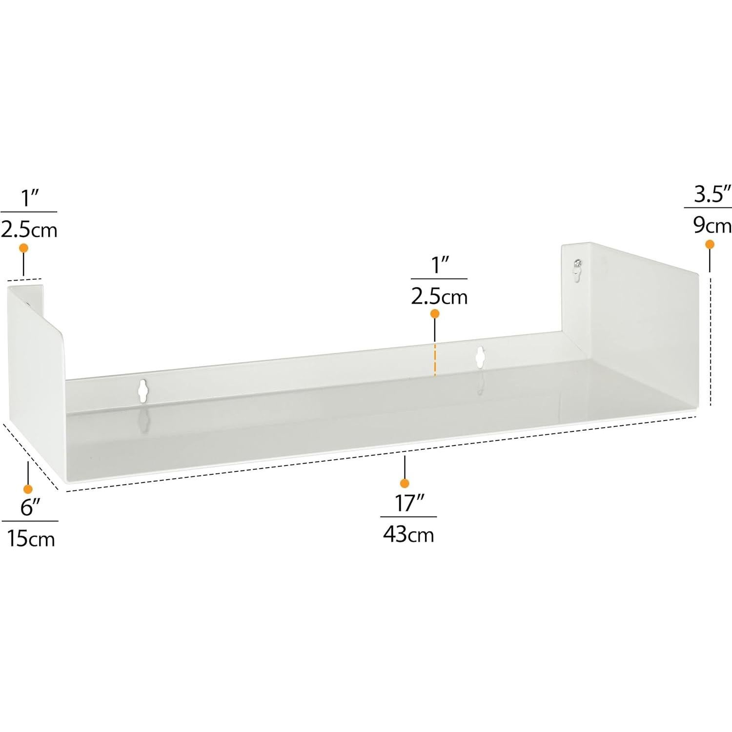 Estantería Flotante de Metal Wallniture Bali - 43.2x15.2cm Blanca