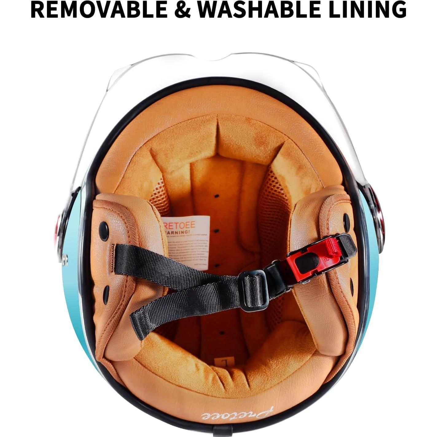 Casco de Moto Vintage Pretoee Pt-air 02 Azul M 57-62 cm