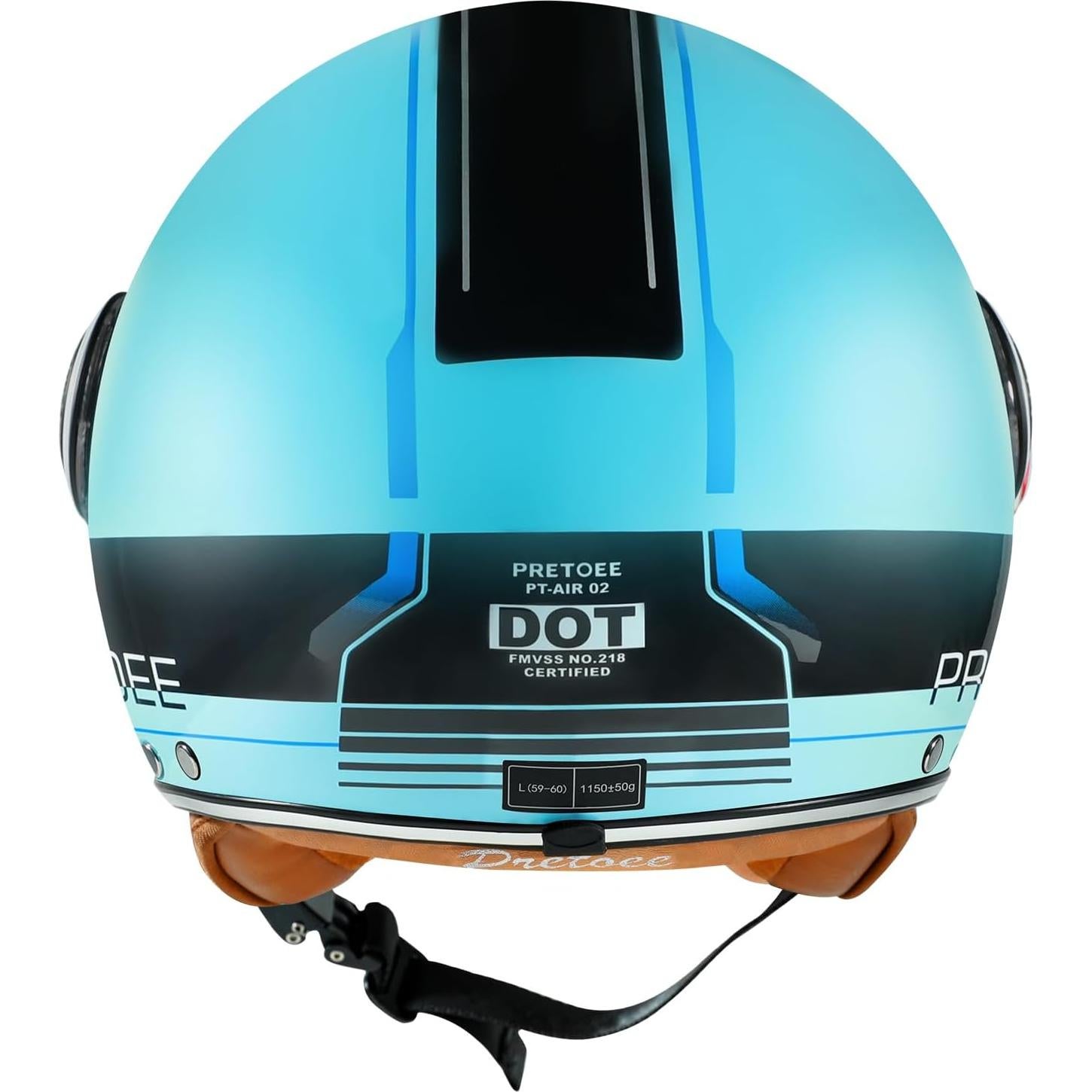 Casco de Moto Vintage Pretoee PT-AIR 02 Azul M-XL