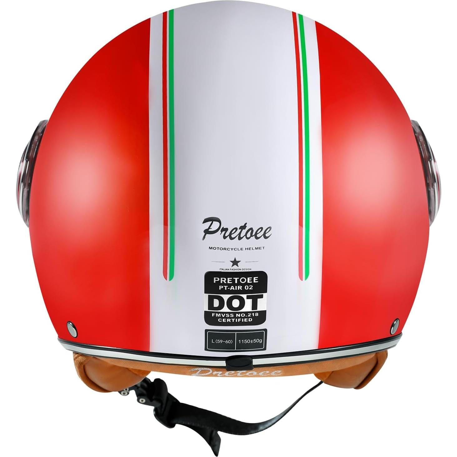 Casco de motocicleta Pretoee PT-AIR 02 retro M-XL rojo blanco