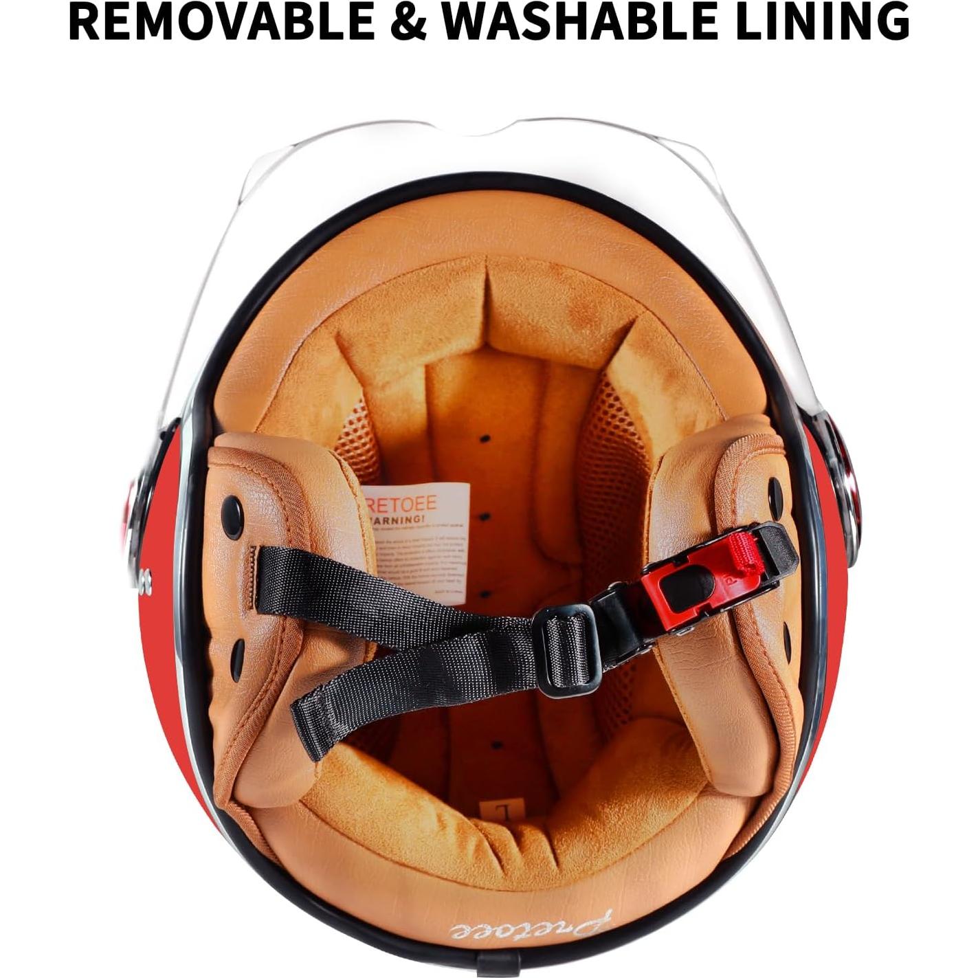 Casco de motocicleta Pretoee PT-AIR 02 retro M-XL rojo blanco