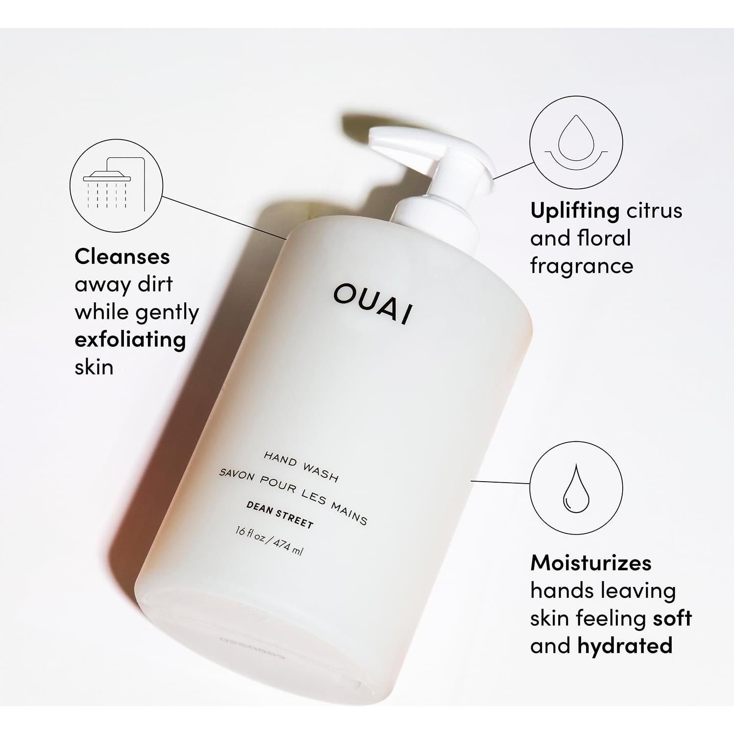 Jabón de Manos OUAI 473 ml - Exfoliante con Jojoba y Aguacate