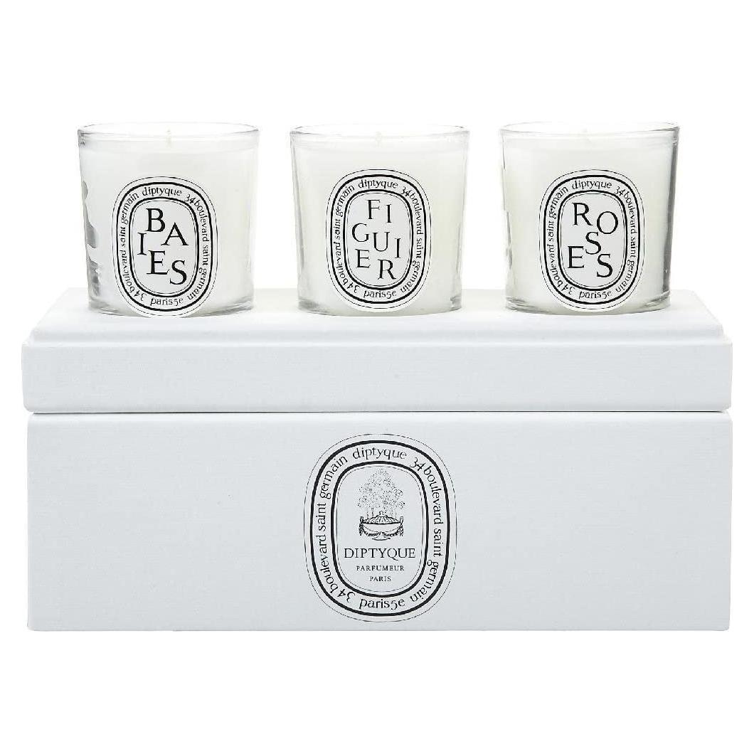 Trío de Velas Votivas Diptyque - Baies, Figuier, Rosas - 3x68g