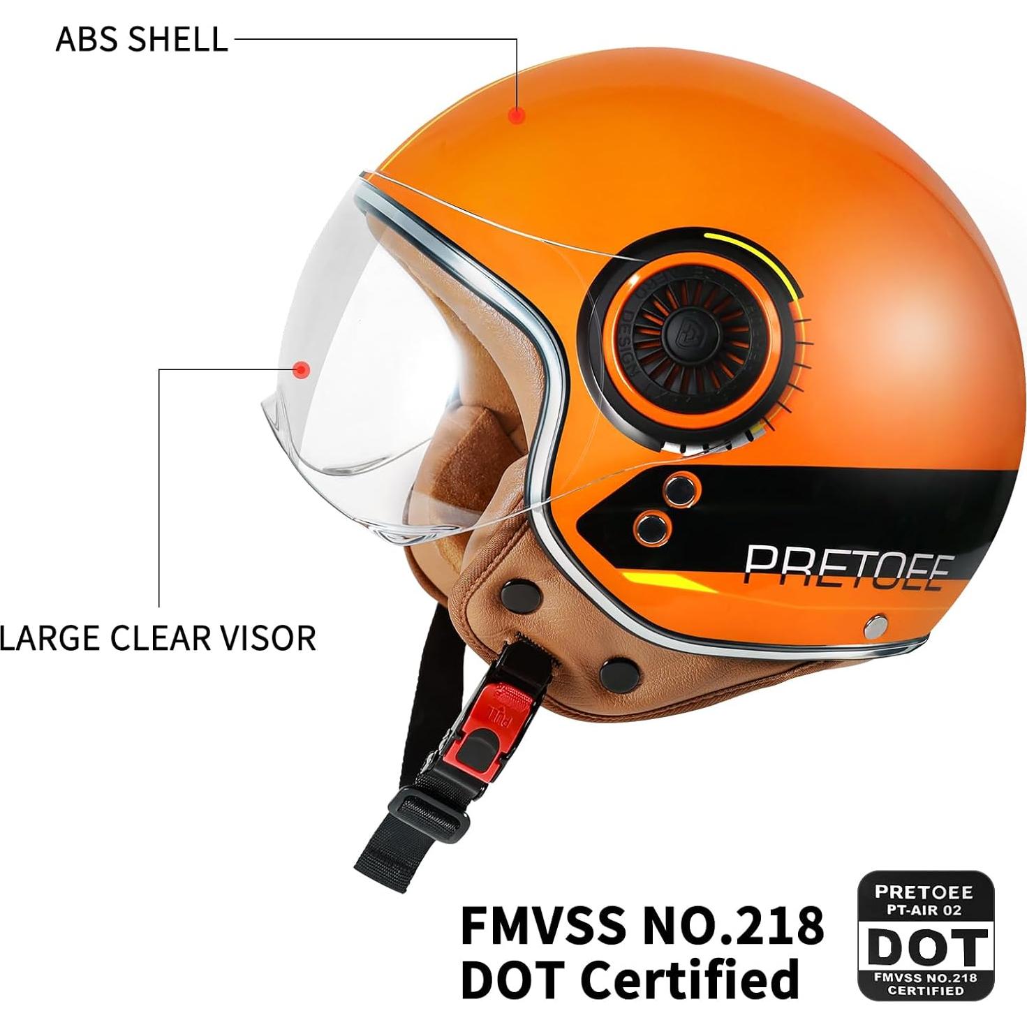 Casco de motocicleta Pretoee Pt-air 02 retro M-XL naranja