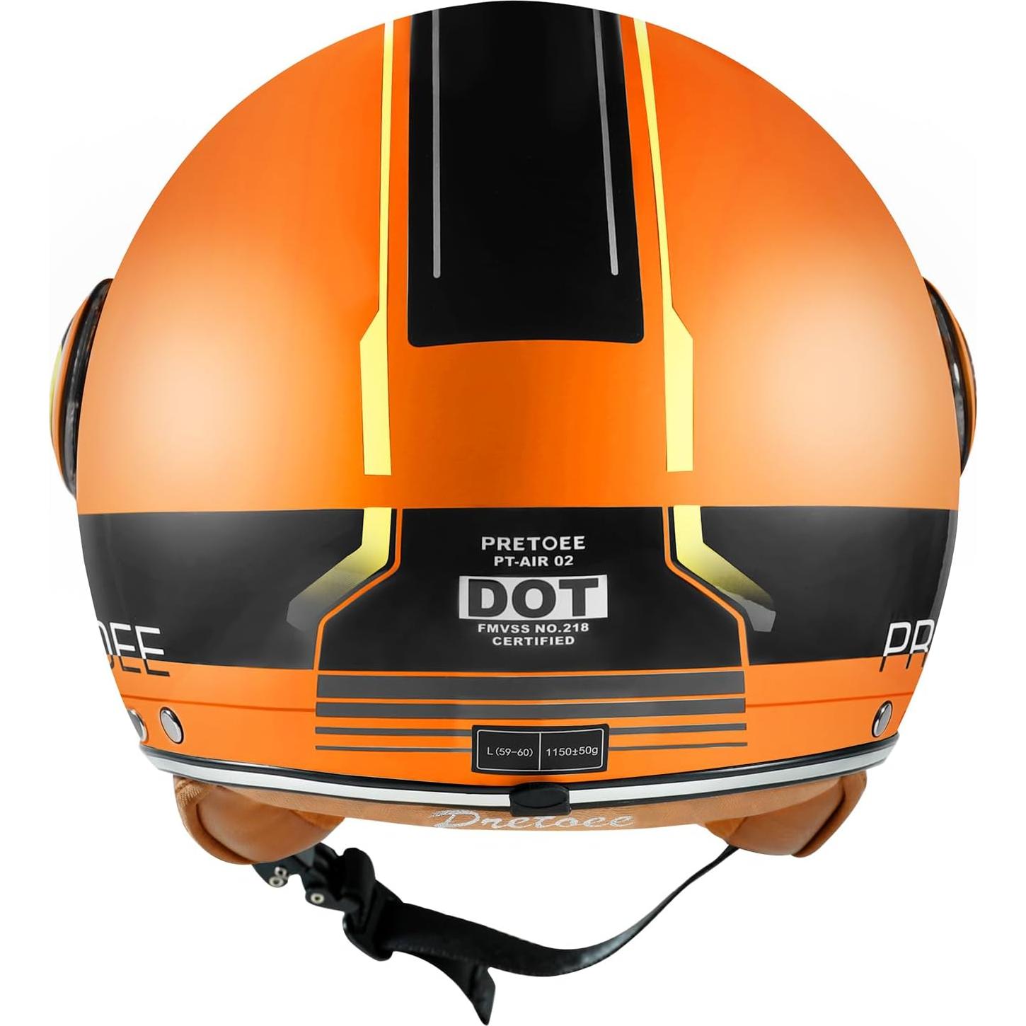 Casco de motocicleta Pretoee Pt-air 02 retro M-XL naranja
