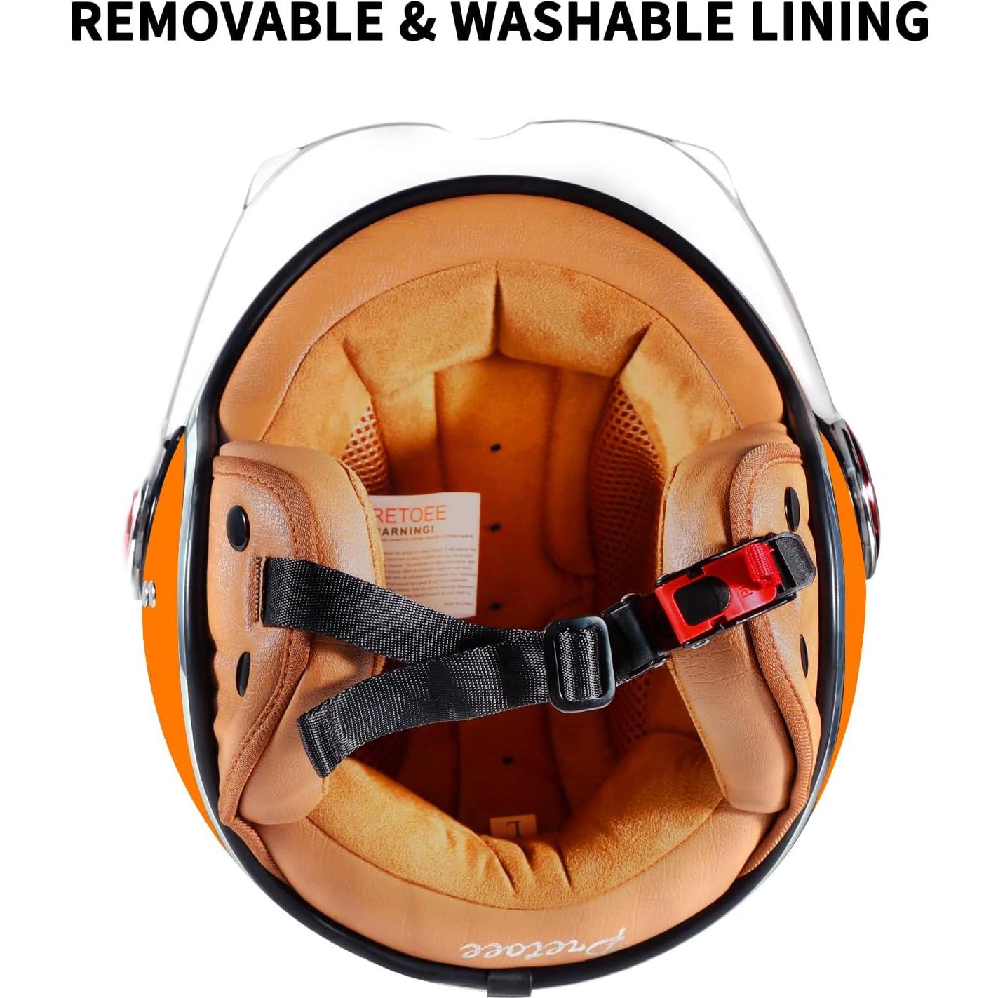 Casco de motocicleta Pretoee Pt-air 02 retro M-XL naranja