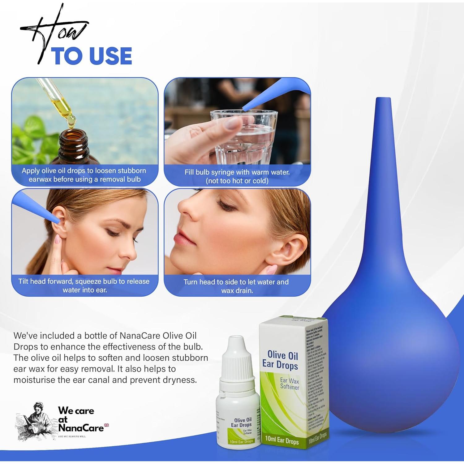 Kit de Limpieza de Oídos NanaCare con Gotas de Aceite de Oliva