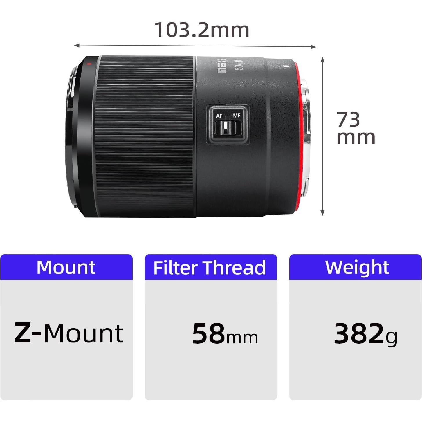 Lente Meike 50mm F1.8 STM para cámaras Nikon Z sin espejo