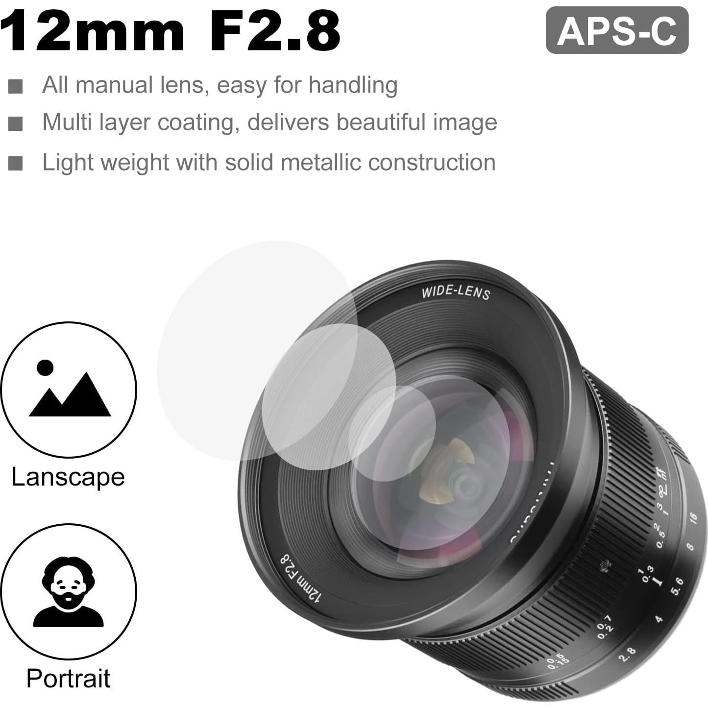 Lente Prime 7Artisans 12mm F2.8 Manual Ultra Gran Angular