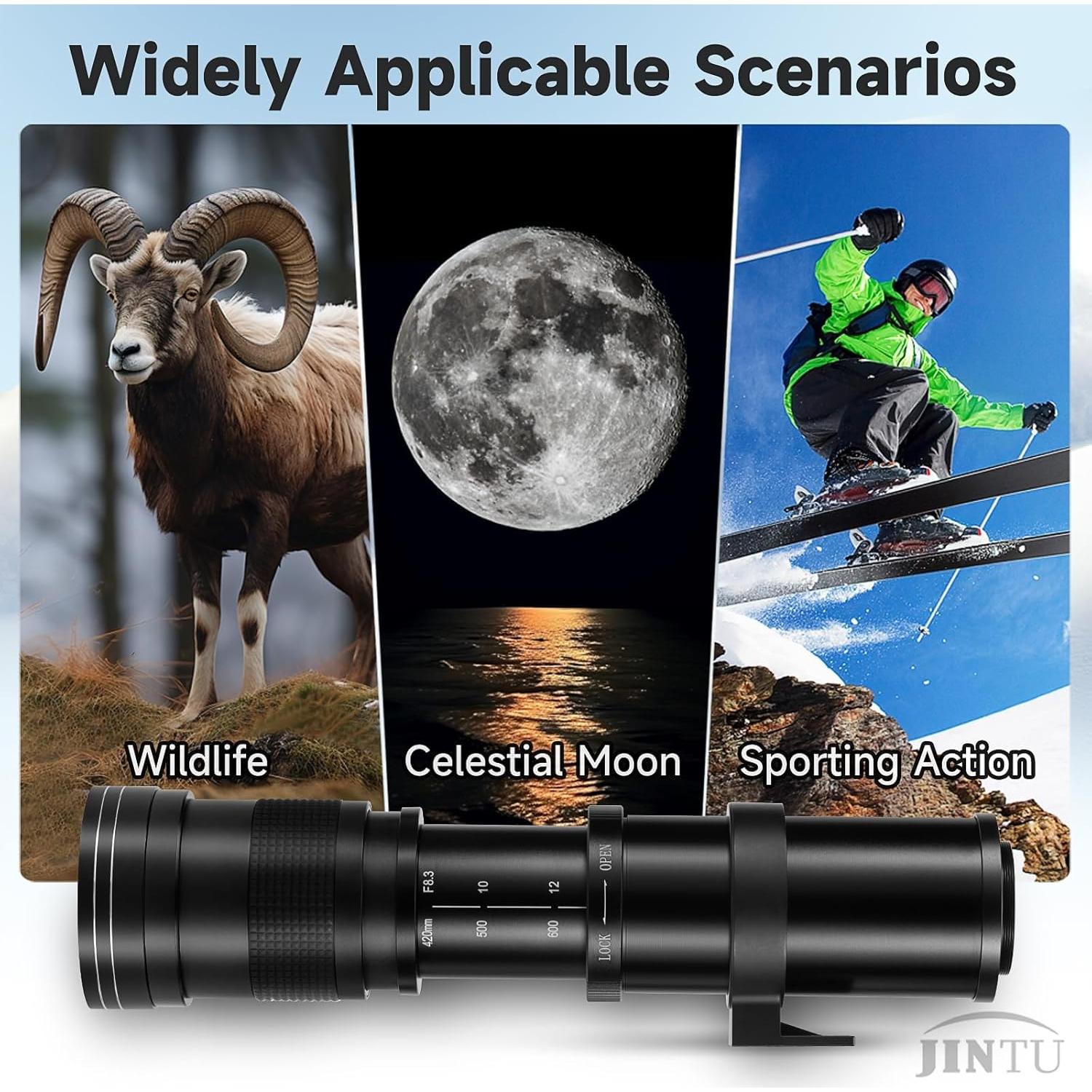 Lente Telefoto JINTU 420-800mm f/8.3 Manual para Canon