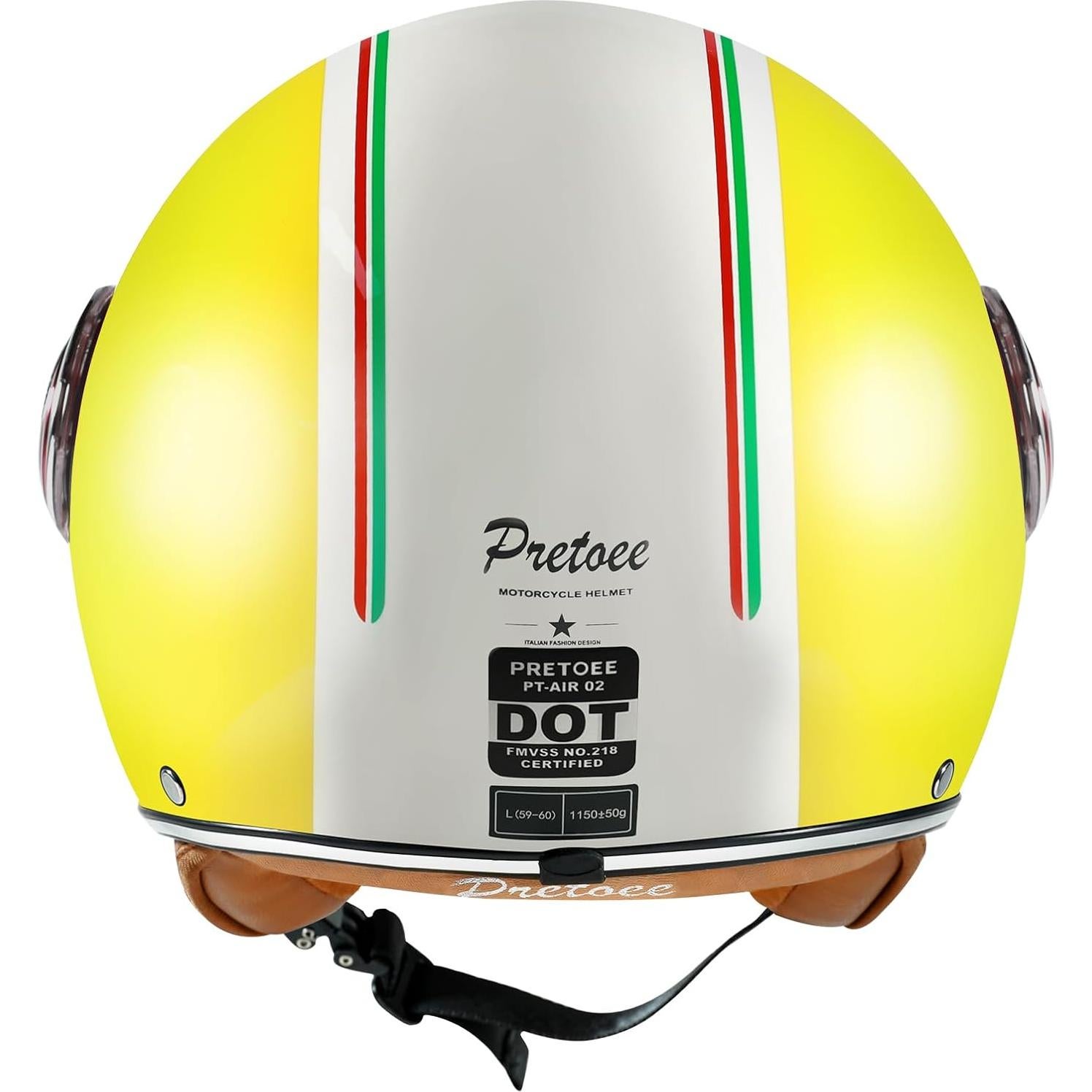 Casco de Moto Vintage Pretoee PT-AIR 02 M-XL Amarillo Blanco