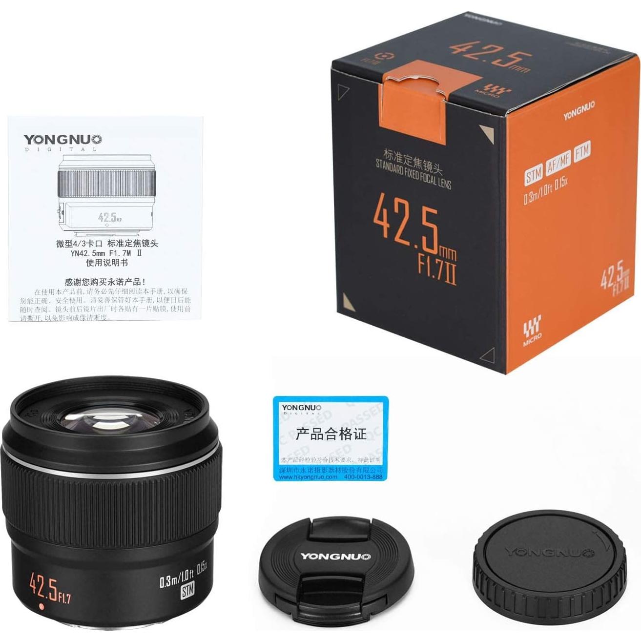 Lente Fijo YONGNUO YN42.5mm F1.7M II para Micro Cuatro Tercios