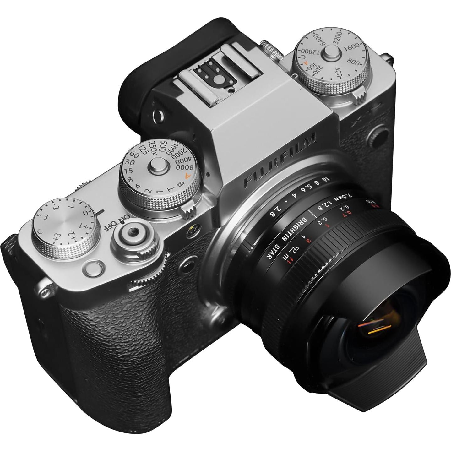 Brightin Star 7.5mm F2.8 III Ultra Wide Angle Fisheye Lens for Fujifilm Fuji XF-Mount Mirrorless Cameras, Manual Focus Prime APS-C Lens Fit for XT5, XT4, XT30, XPRO3/1, XT200, XS10, XA7, XE4, XH1