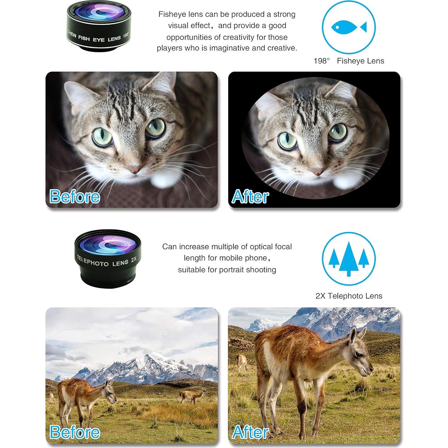 Kit de Lentes para Cámara de Teléfono Móvil Bostionye 11 en 1