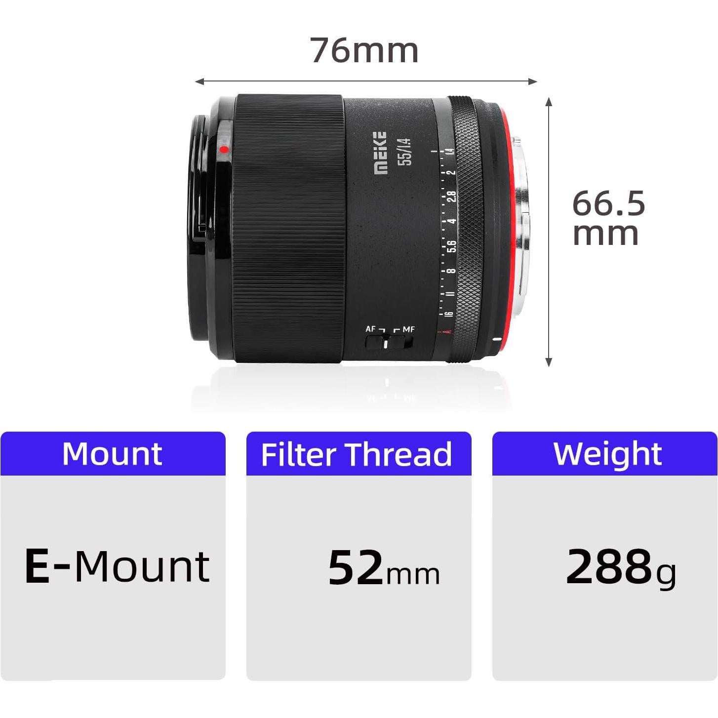 Lente Prime Meike 55mm F1.4 Autoenfoque para Sony E