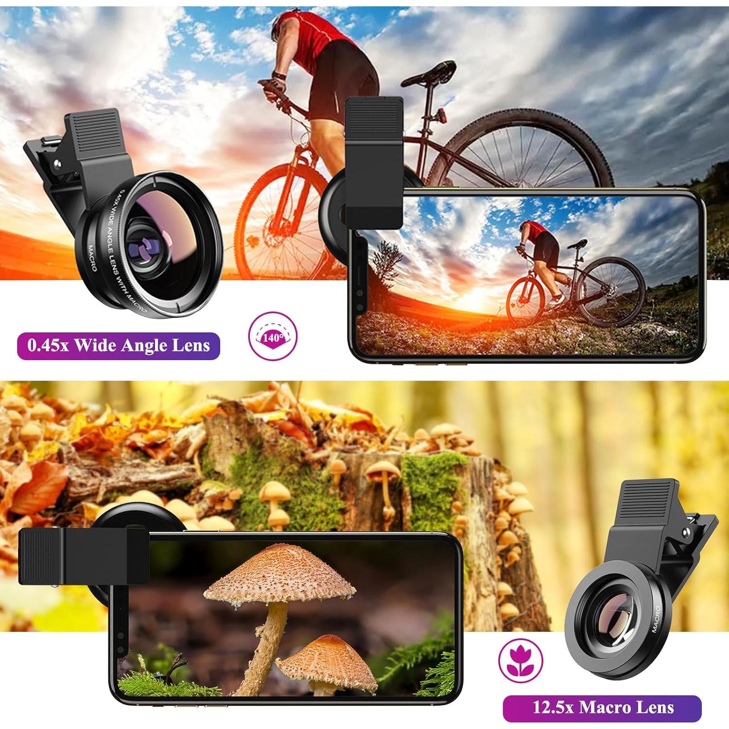 Lente de Cámara Apexel 0.45X Gran Angular + 12.5X Macro