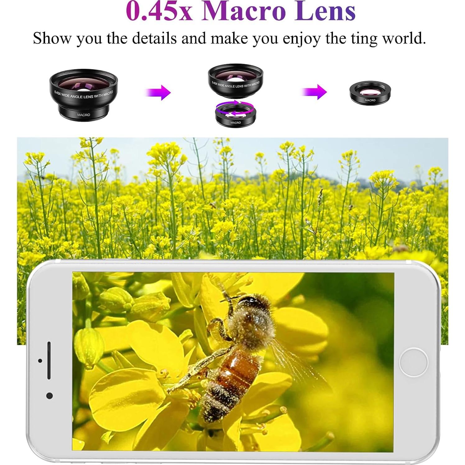 Lente de Cámara Apexel 0.45X Gran Angular + 12.5X Macro