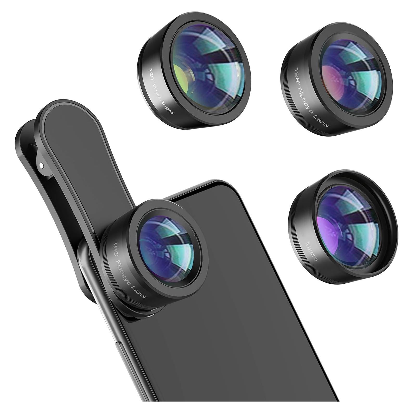 Kit de Lentes de Teléfono 3 en 1 LEKNES - Ojo de Pez, Macro y Gran Angular