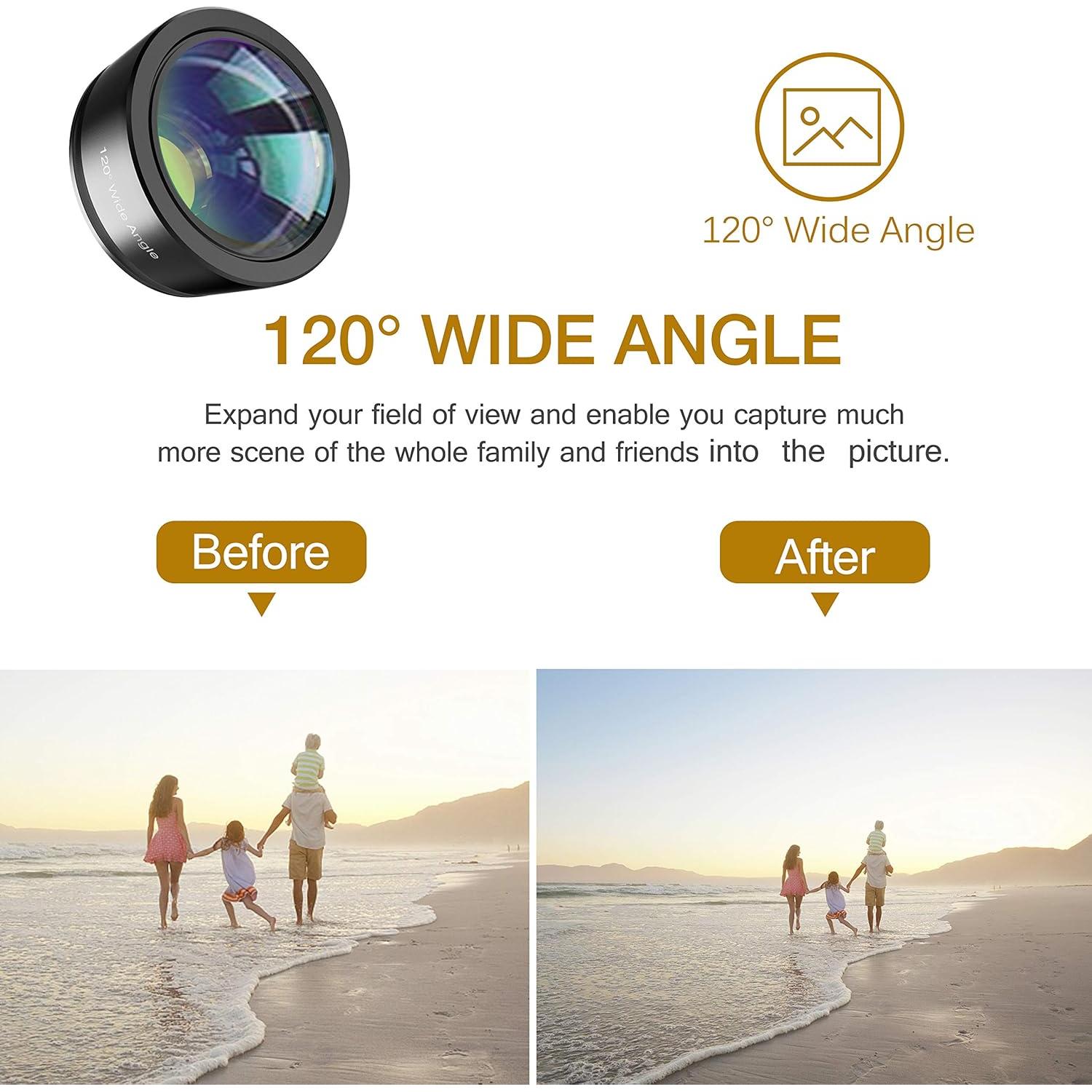 Kit de Lentes de Teléfono 3 en 1 LEKNES - Ojo de Pez, Macro y Gran Angular