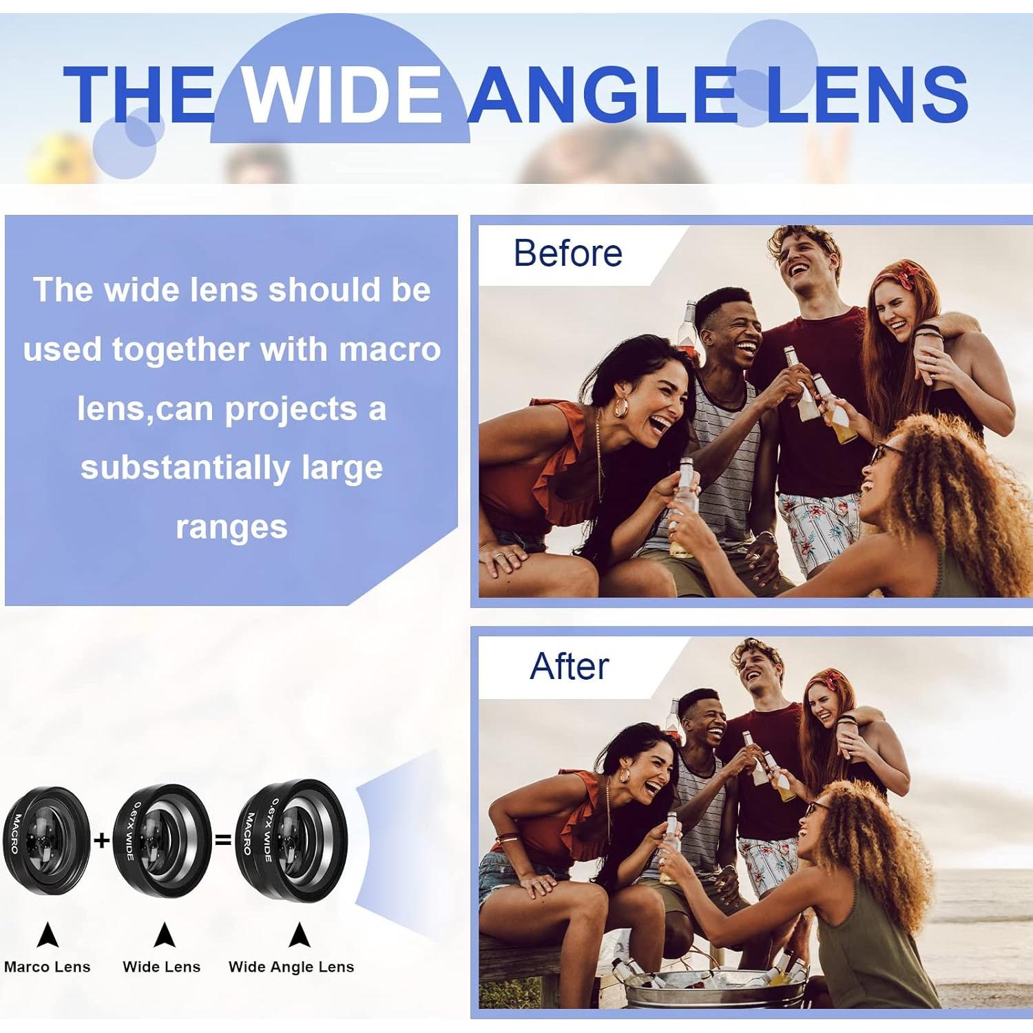 Kit de Lentes 3 en 1 Flutesan para Teléfono Móvil - Macro, Gran Angular y Ojo de Pez