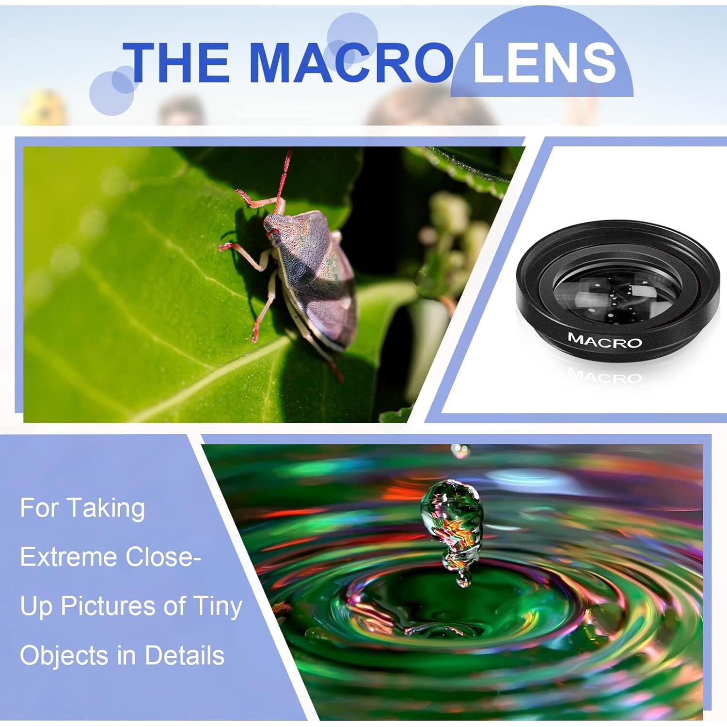 Kit de Lentes 3 en 1 Flutesan para Teléfono Móvil - Macro, Gran Angular y Ojo de Pez