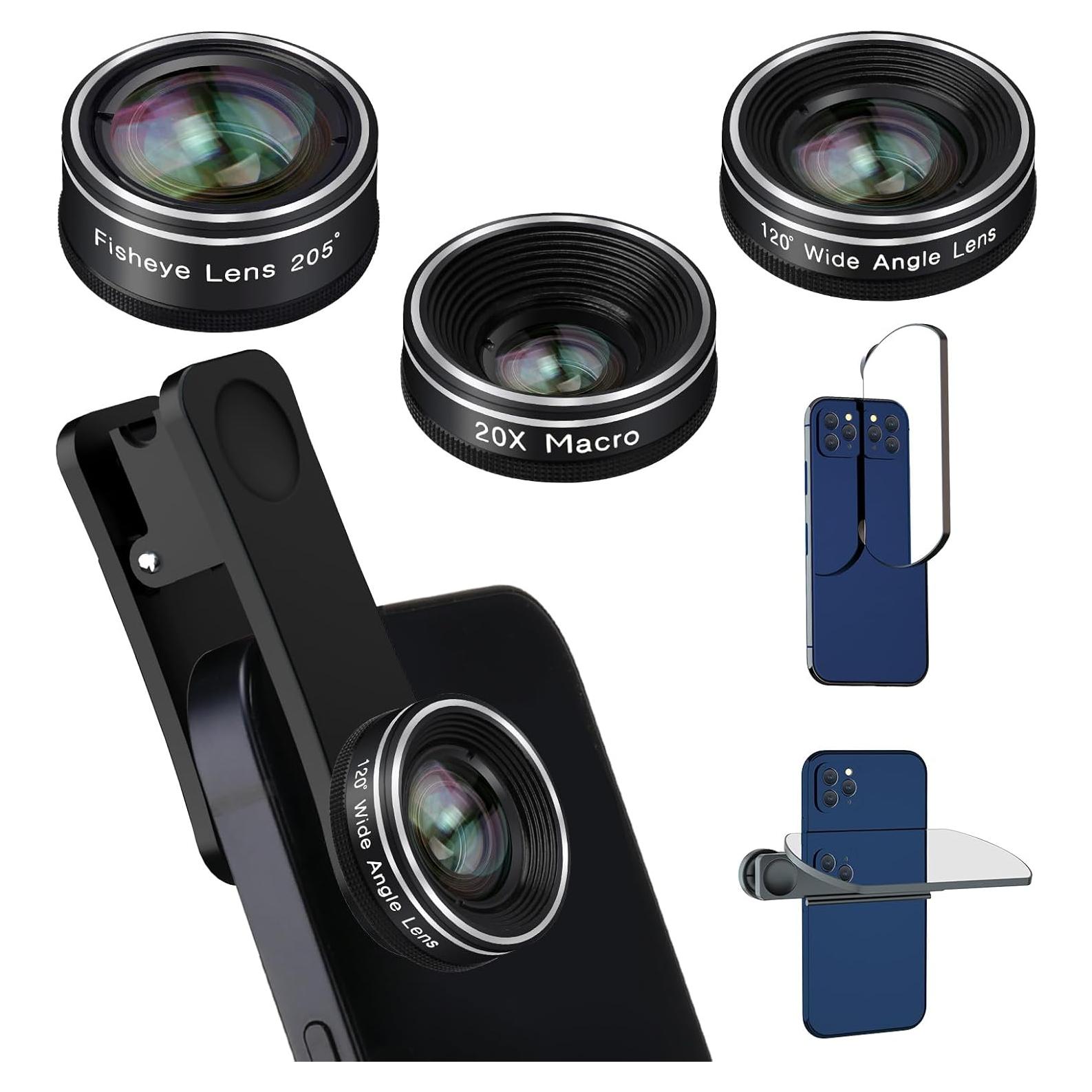 Kit de Lentes para Teléfono Mocalaca - Ojo de Pez, Gran Angular y Macro