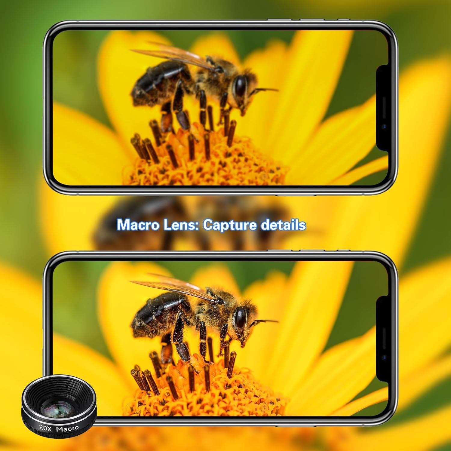 Kit de Lentes para Teléfono Mocalaca - Ojo de Pez, Gran Angular y Macro