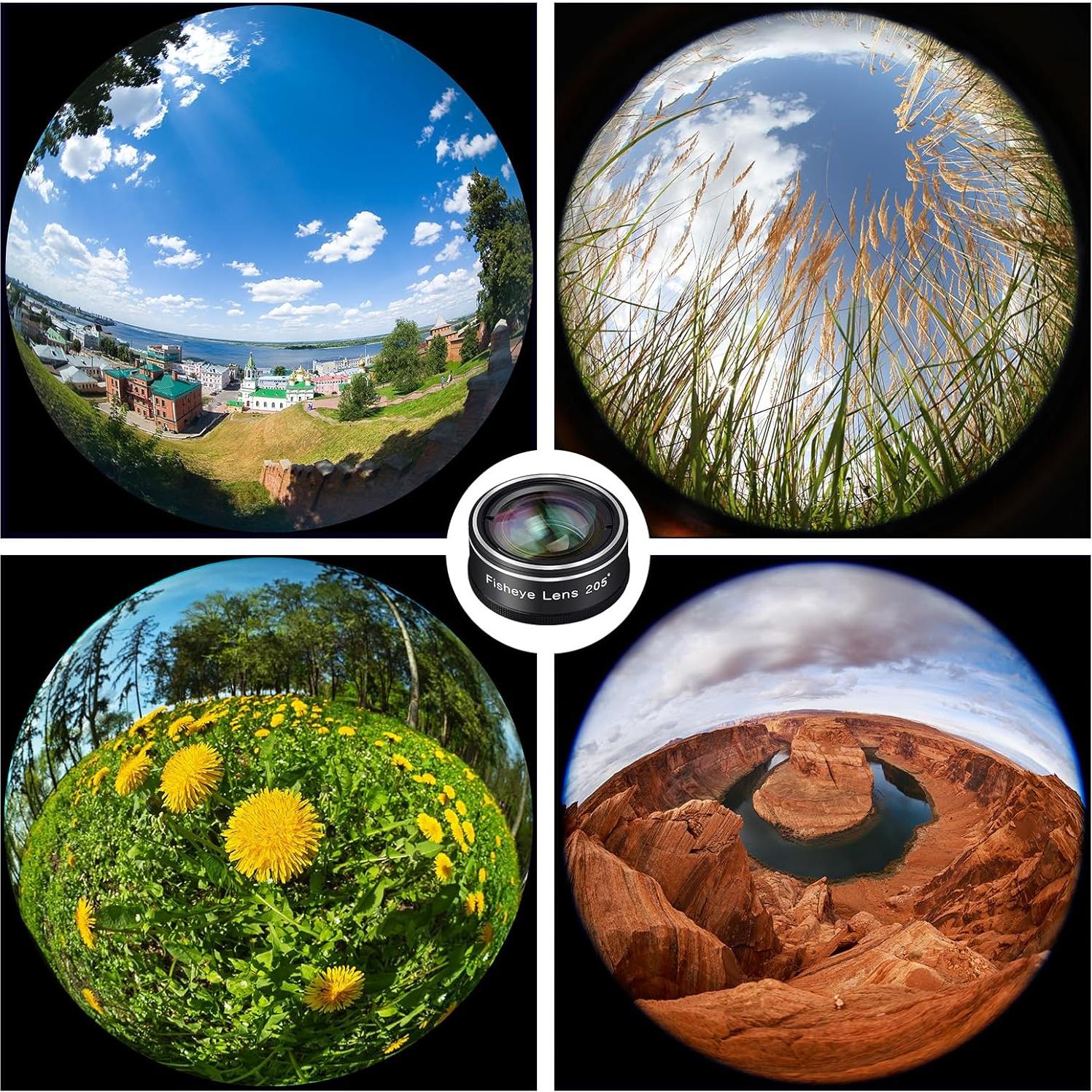 Kit de Lentes para Teléfono Mocalaca - Ojo de Pez, Gran Angular y Macro