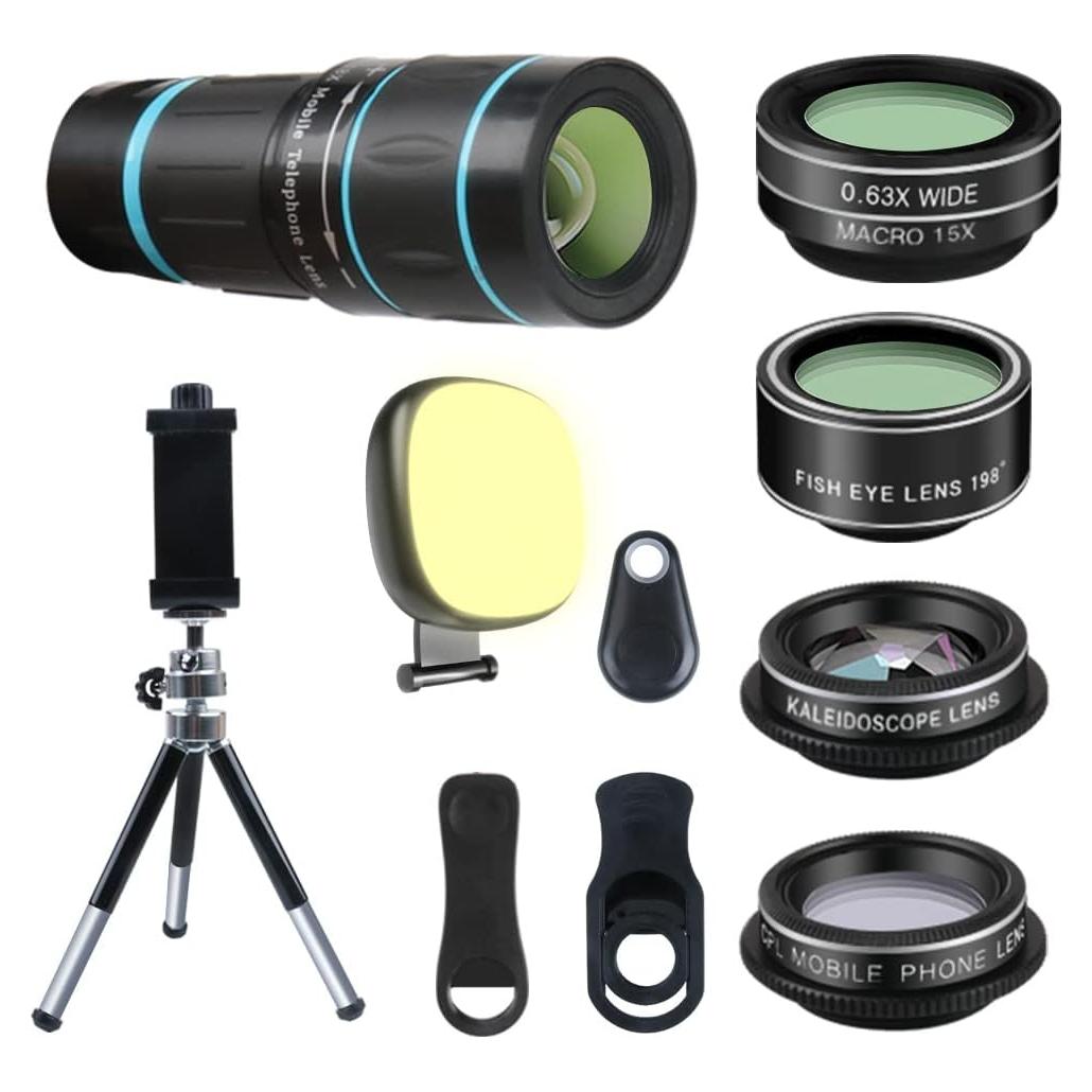 Kit de Lentes de Cámara Godefa 18X Telefoto + LED + Trípode