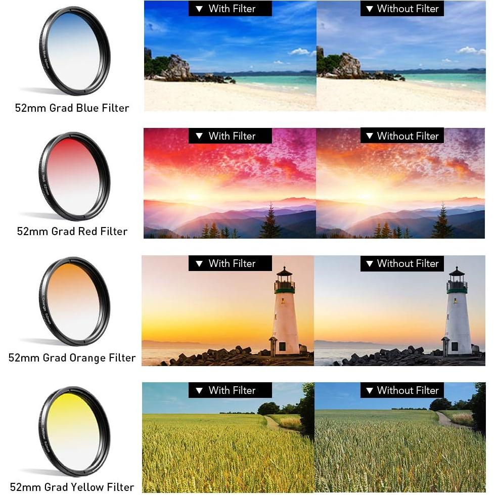 Kit de Lentes de Filtro Apexel 52mm para Cámara Smartphone