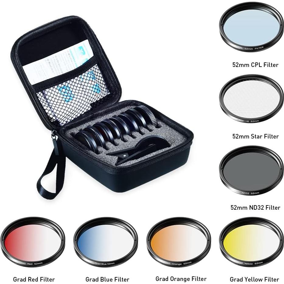 Kit de Lentes de Filtro Apexel 52mm para Cámara Smartphone