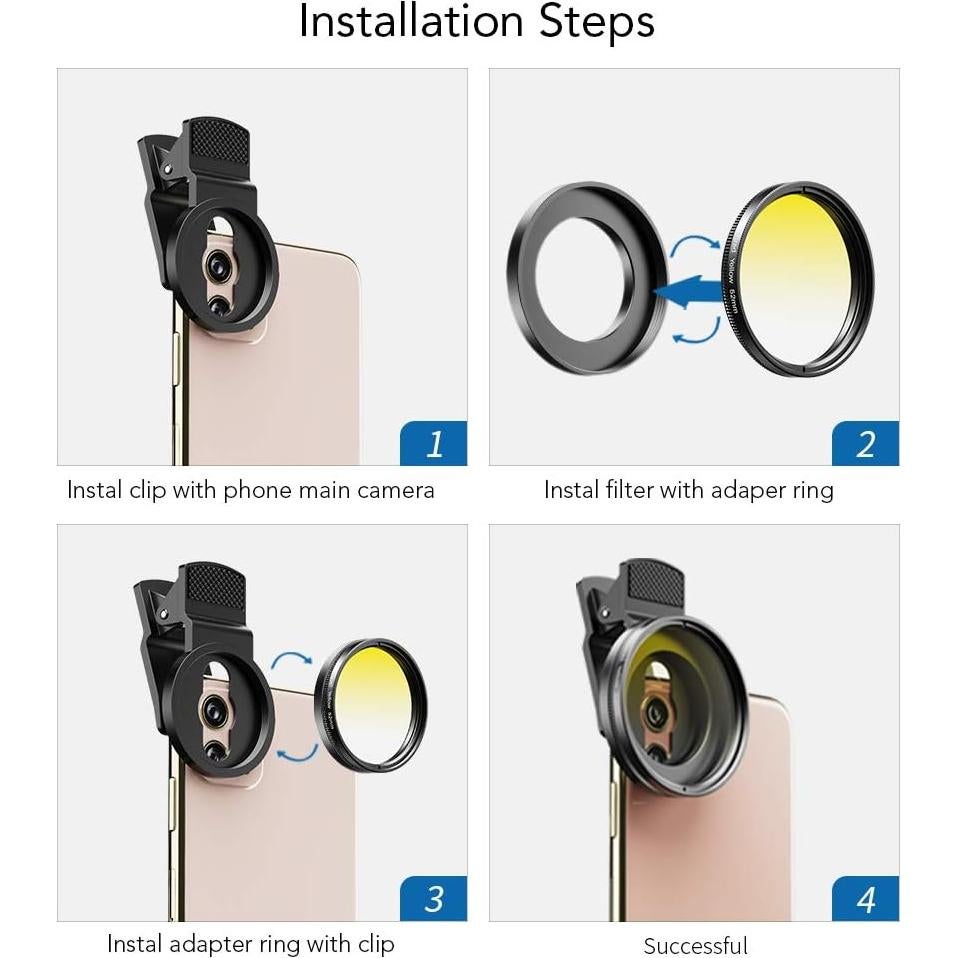 Kit de Lentes de Filtro Apexel 52mm para Cámara Smartphone