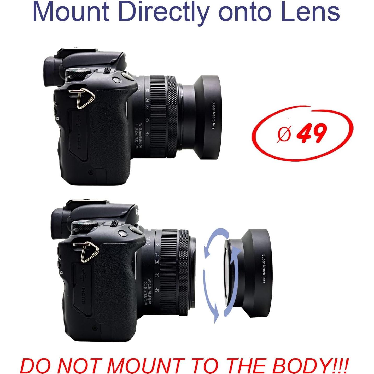 Lente Macro 10X FotoZ 49mm para Canon EOS M6 M50 R50 R100